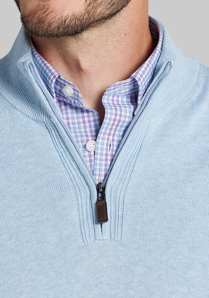 Jos. A. Bank Tailored Fit Pima Cotton 1/4 Zip Sweater - Jos. A
