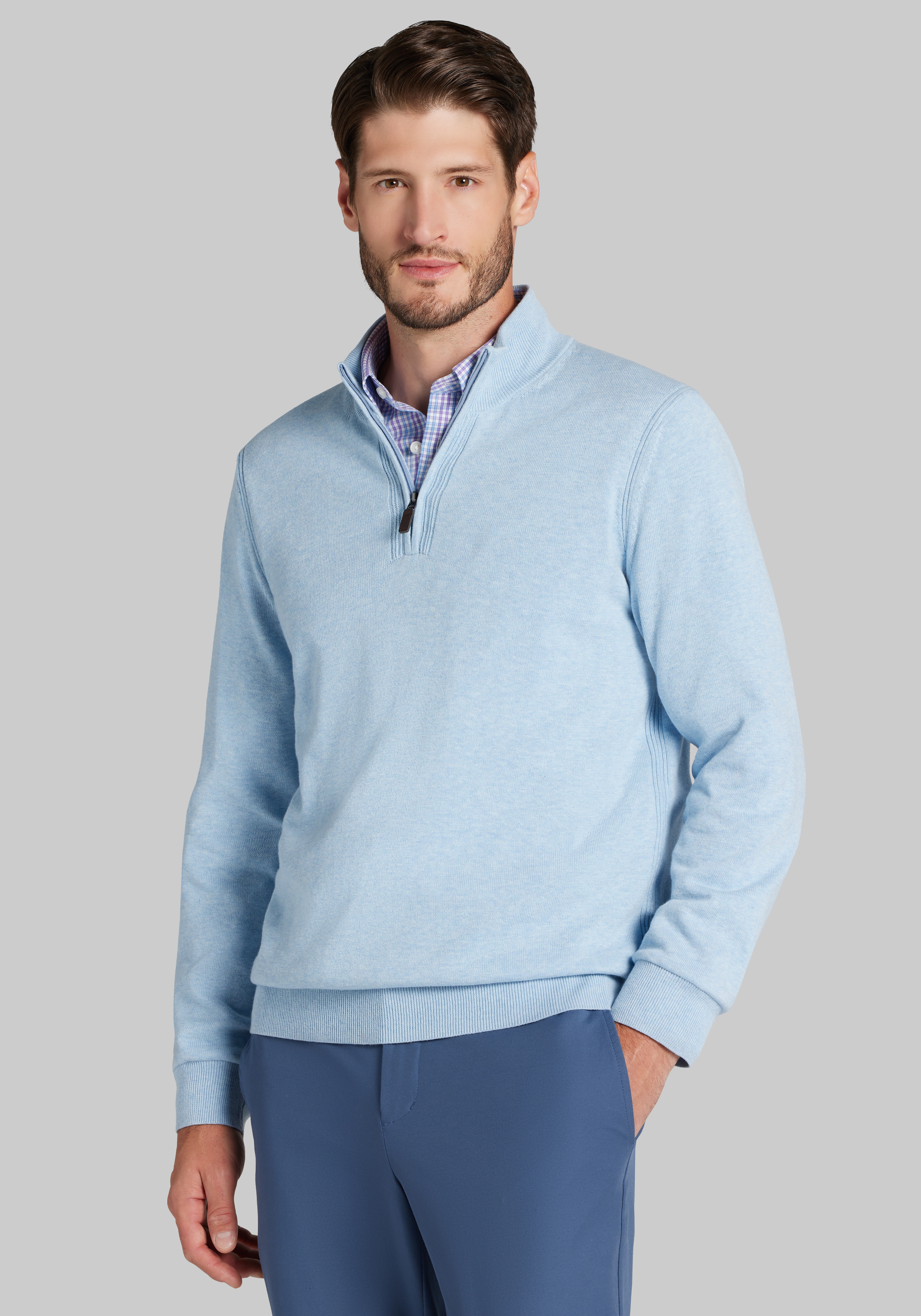 Jos. A. Bank Tailored Fit Pima Cotton 1/4 Zip Sweater - Jos. A