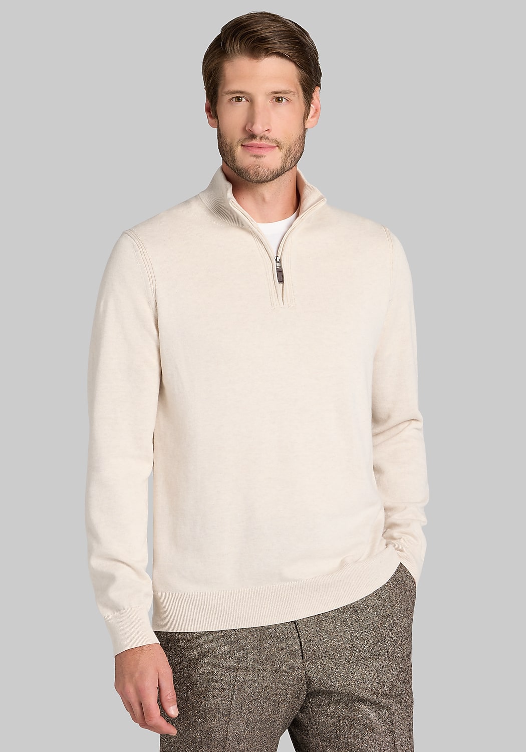 Jos. A. Bank Tailored Fit Three-Quarter Zip Sweater - Big & Tall