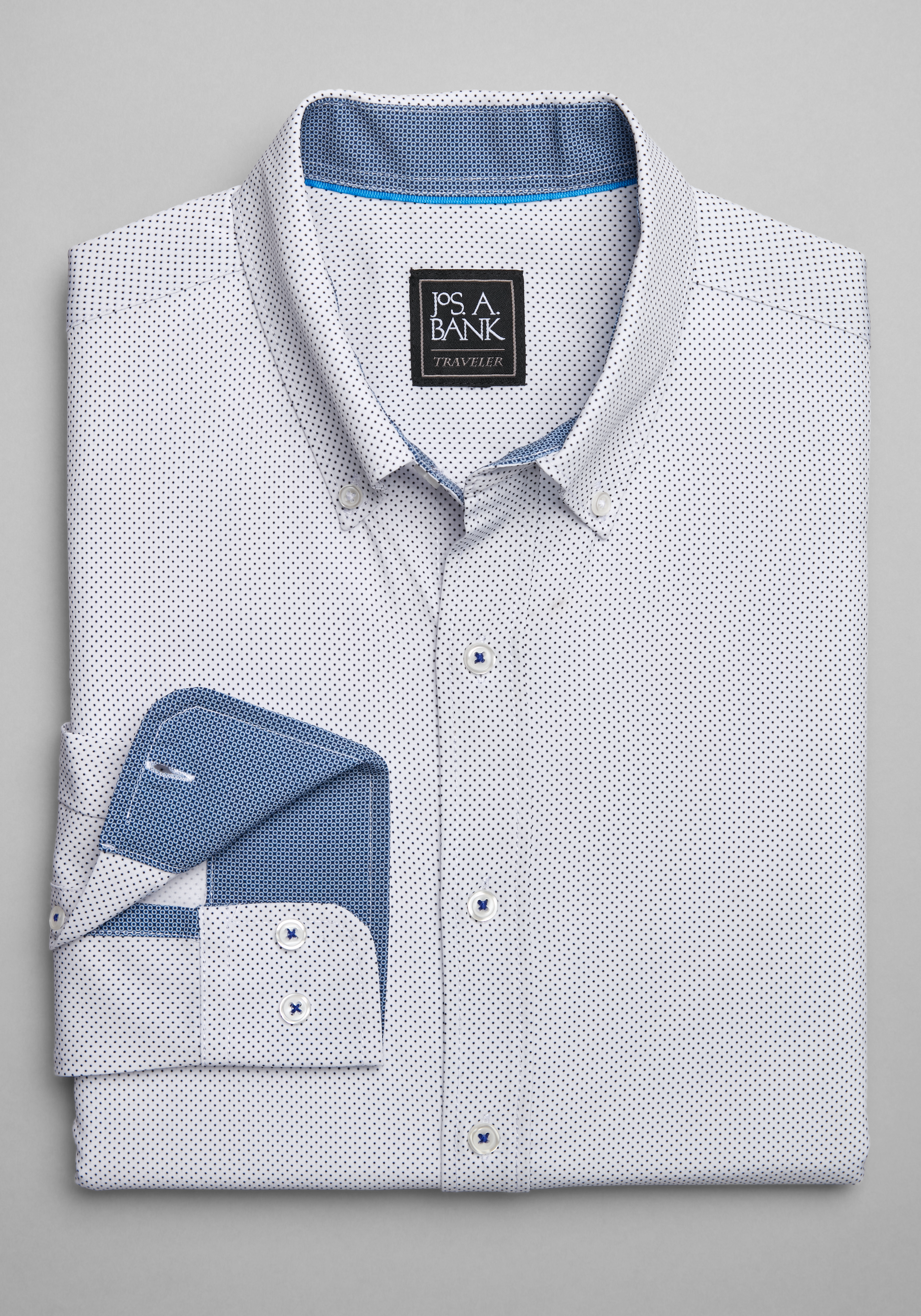 Men's CLEARANCE, Traveler Performance 4 Way Stretch Long Sleeve Sportshirt - Big & Tall CLEARANCE - Jos A Bank