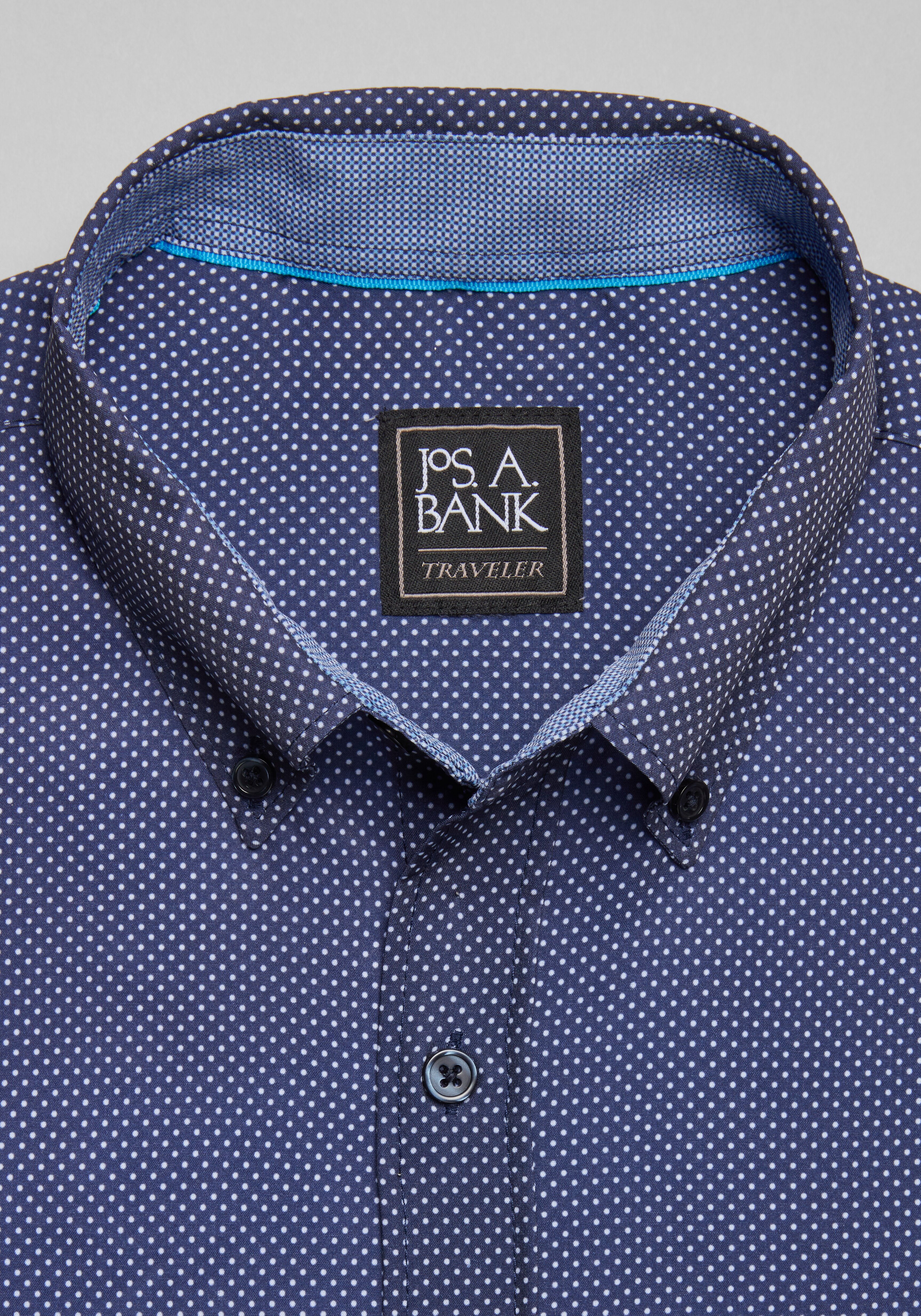 Traveler® Collection Tailored Fit Four-Way Stretch Button-Down Collar Dot Print Sportshirt CLEARANCE