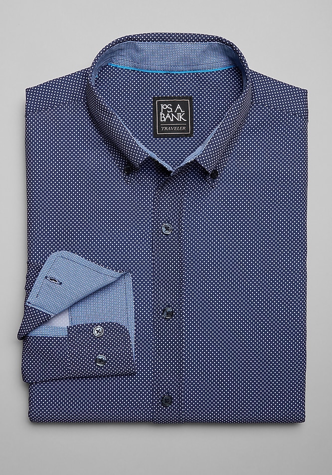 Traveler® Collection Tailored Fit Four-Way Stretch Button-Down