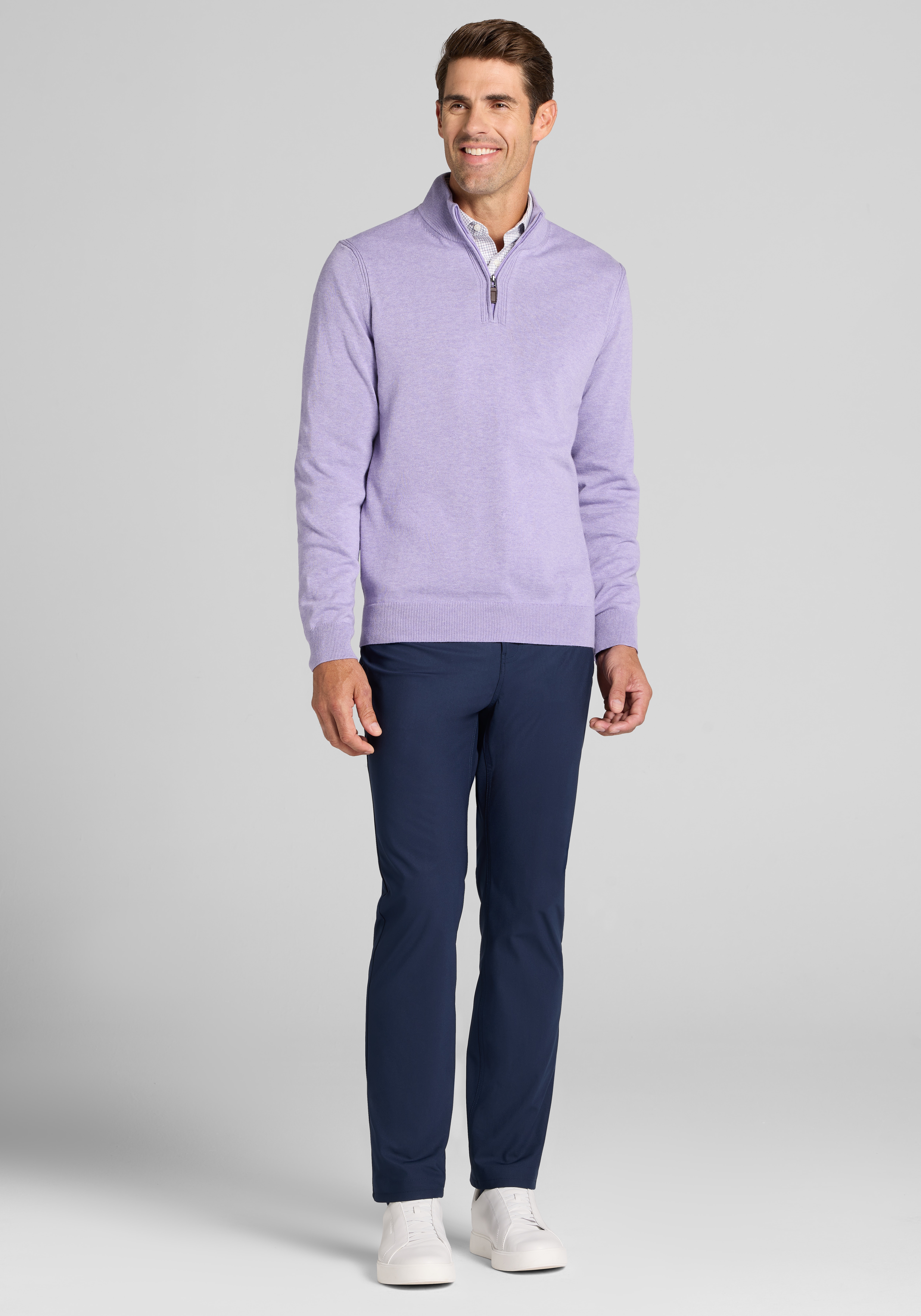 Jos. A. Bank Tailored Fit Pima Cotton Quarter-Zip Sweater