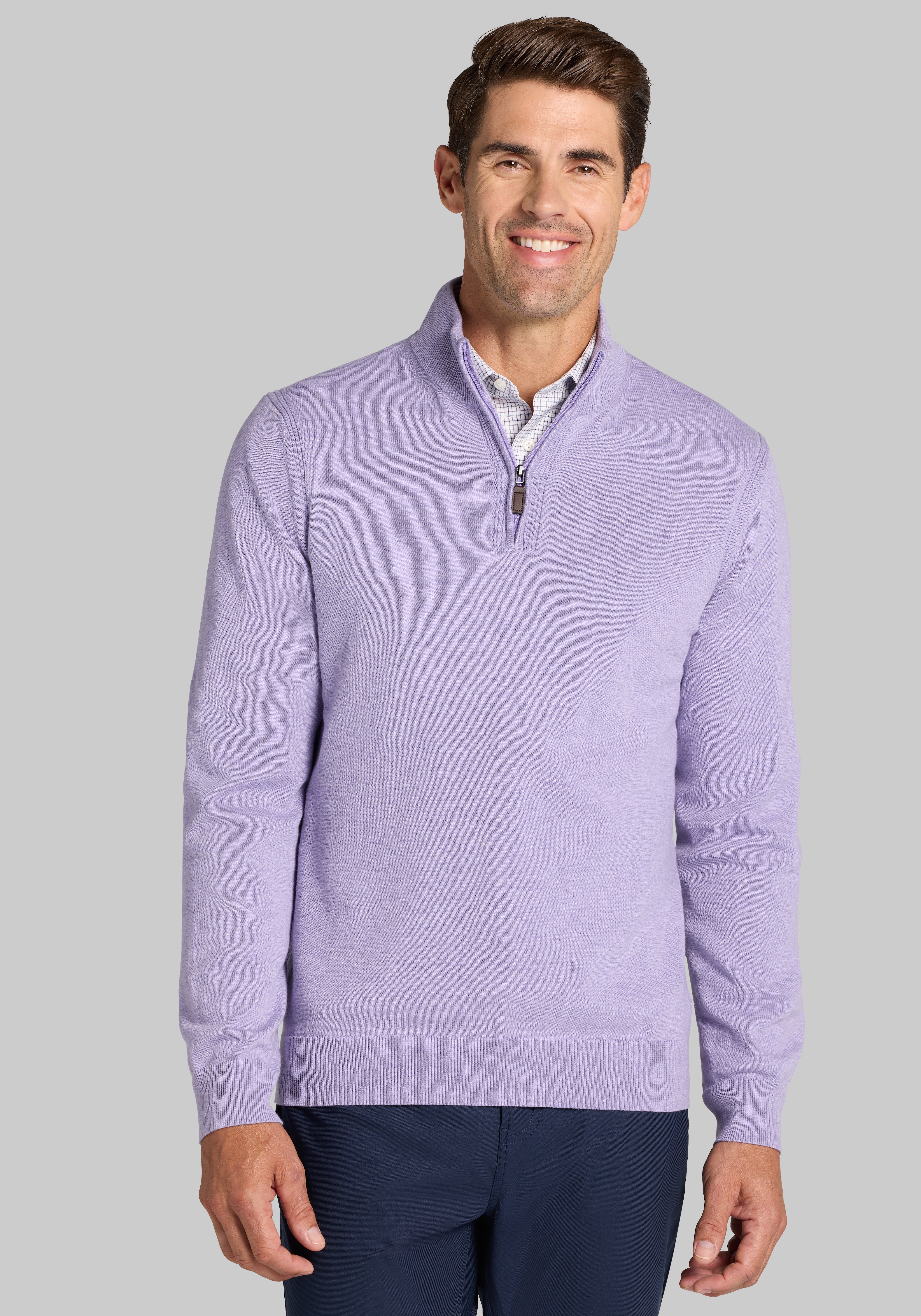 Men's Sweaters, Jos. A. Bank Tailored Fit Pima Cotton Quarter-Zip Sweater - Jos A Bank