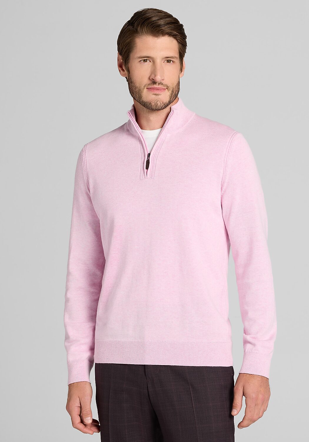 Jos. A. Bank Tailored Fit Pima Cotton Quarter-Zip Sweater