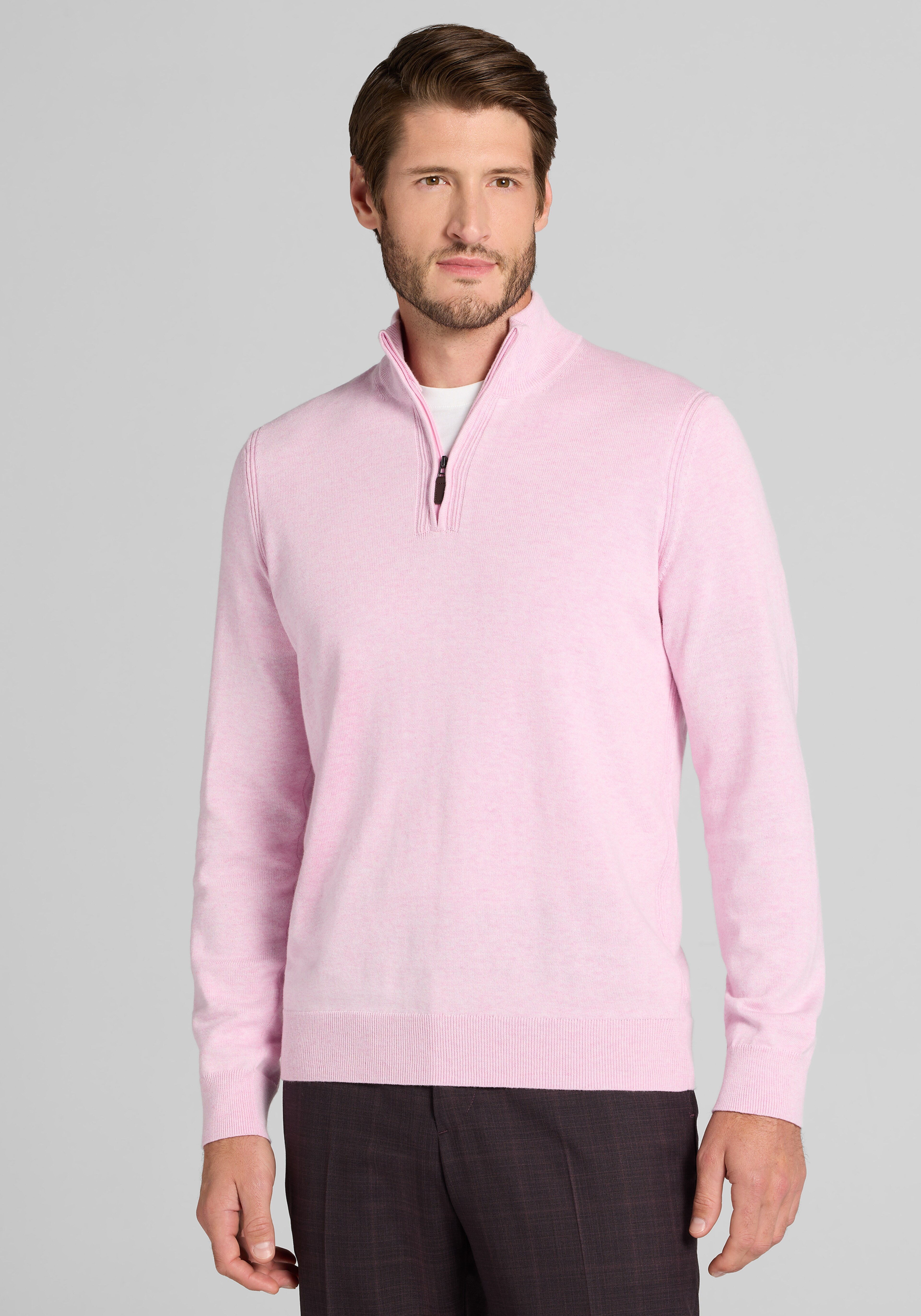 Jos. A. Bank Tailored Fit Pima Cotton Quarter-Zip Sweater