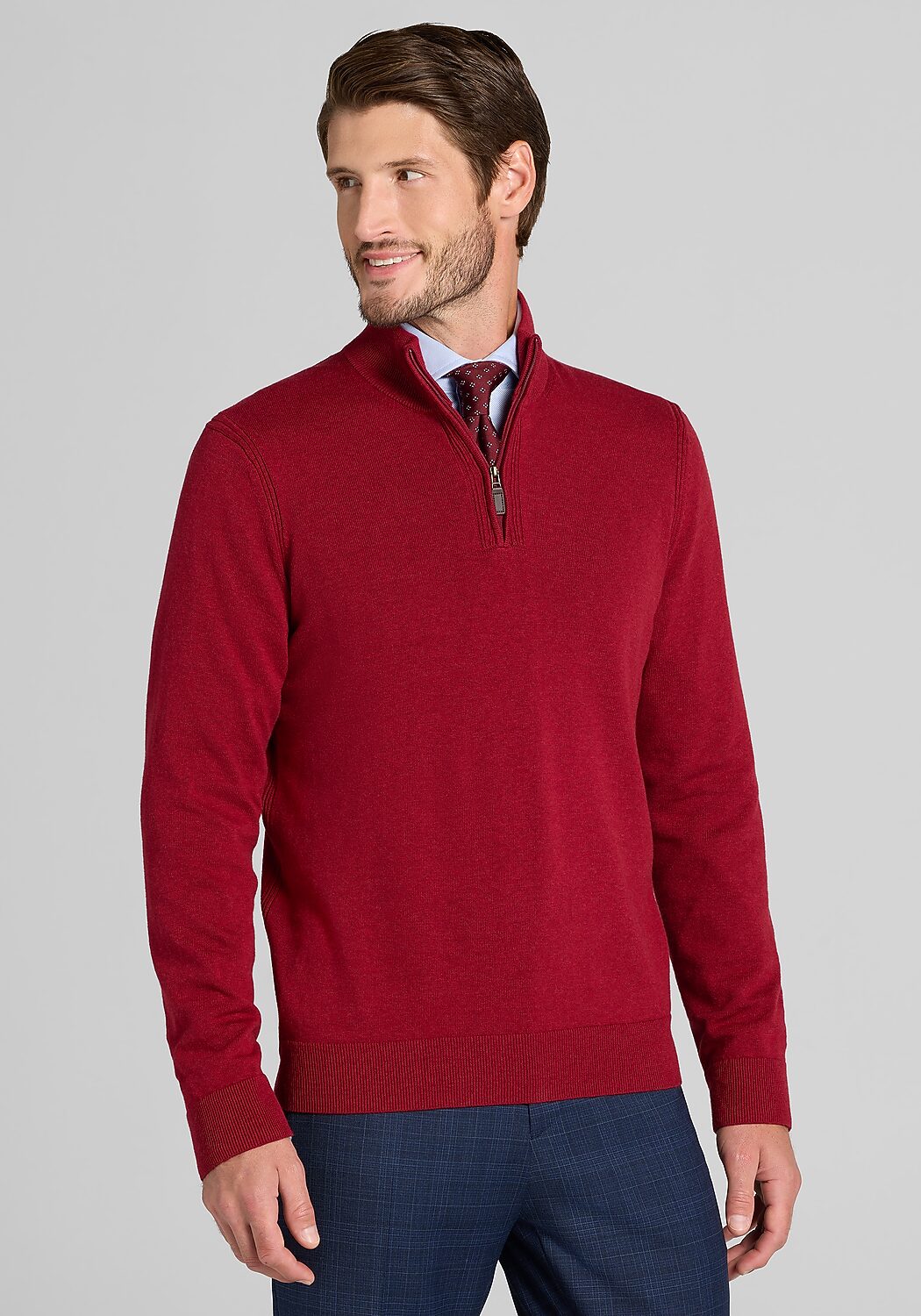 Jos. A. Bank Tailored Fit Pima Cotton Quarter-Zip Sweater
