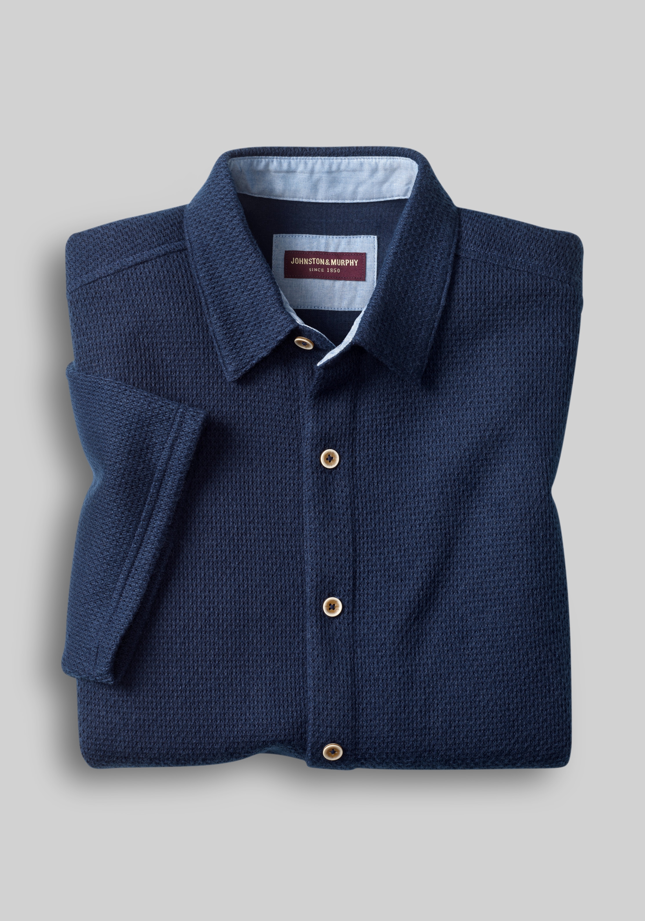 Johnston & Murphy Tailored Fit Linden Textured Short Sleeve Sportshirt
