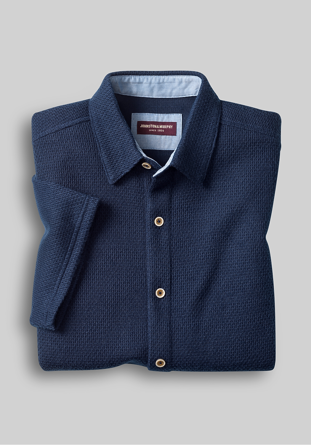 Johnston & Murphy Tailored Fit Linden Textured Short Sleeve Sportshirt
