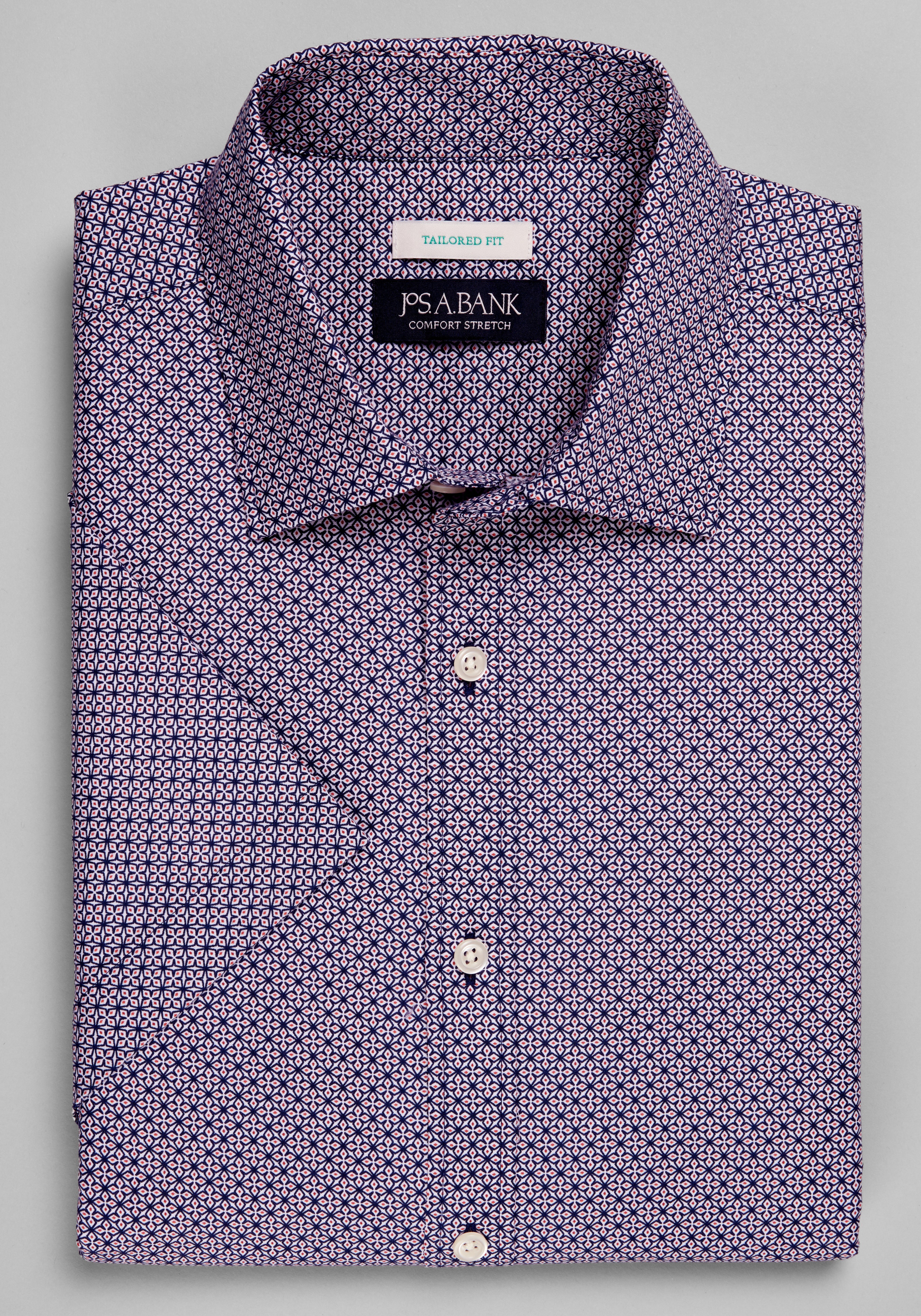 Men's Casual Tops, Jos. A. Bank Tailored Fit Cross Medallion Short Sleeve Sportshirt - Jos A Bank