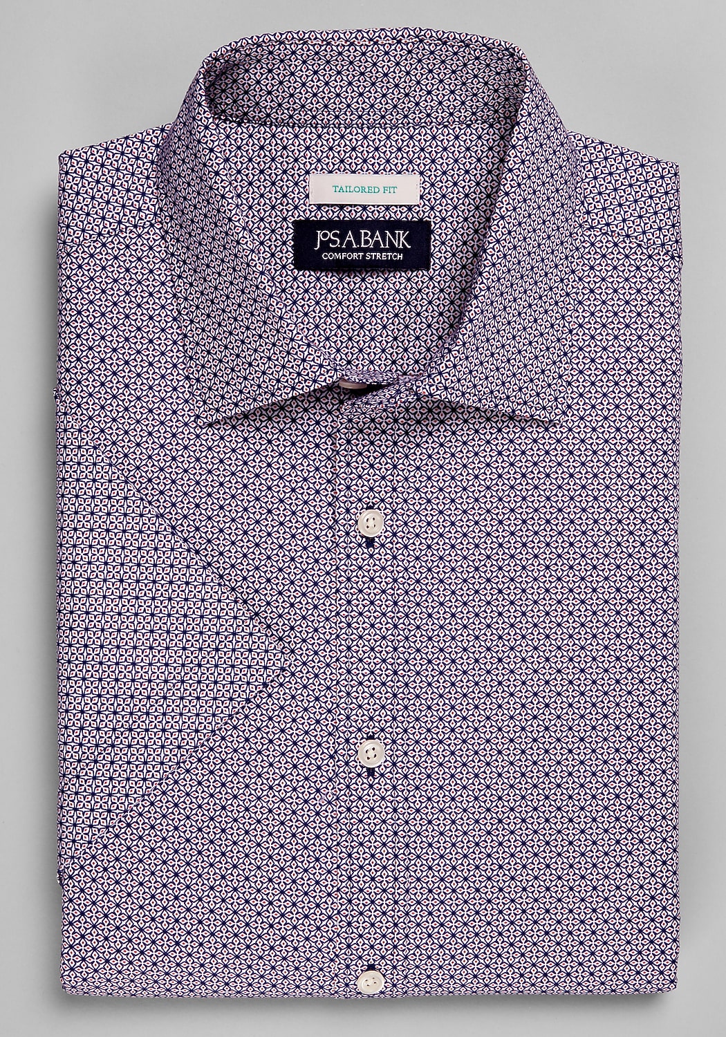 Jos. A. Bank Tailored Fit Cross Medallion Short Sleeve Sportshirt