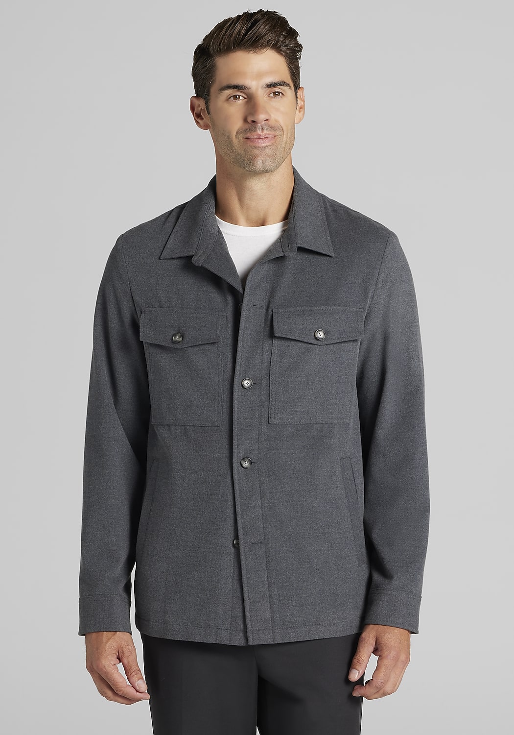 Jos. A. Bank Tailored Fit Tech Flannel Moleskin Shirt Jacket