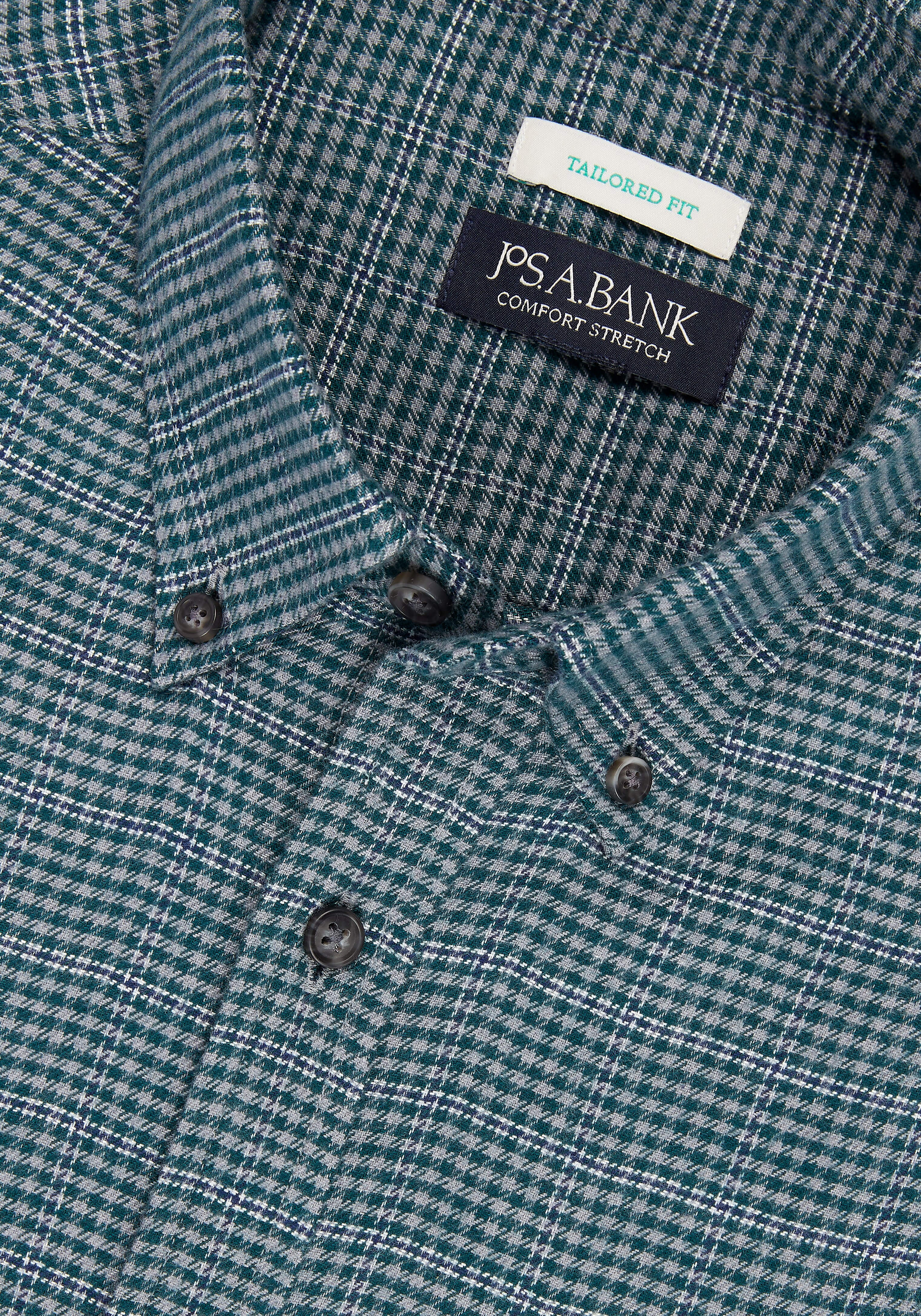 Jos. A. Bank Tailored Fit Overcheck Gingham Flannel Sportshirt CLEARANCE