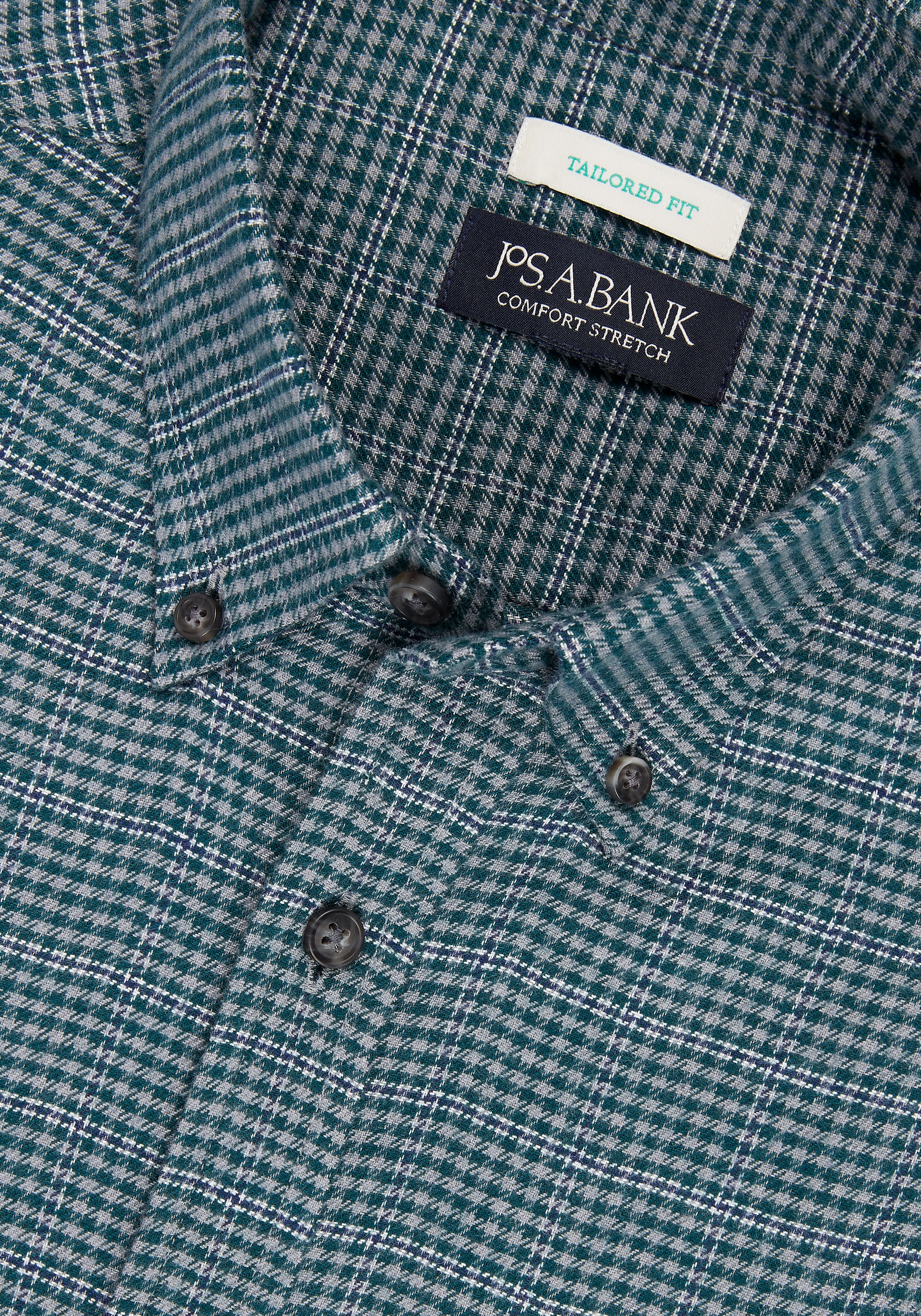 Jos. A. Bank Tailored Fit Overcheck Gingham Flannel Sportshirt CLEARANCE