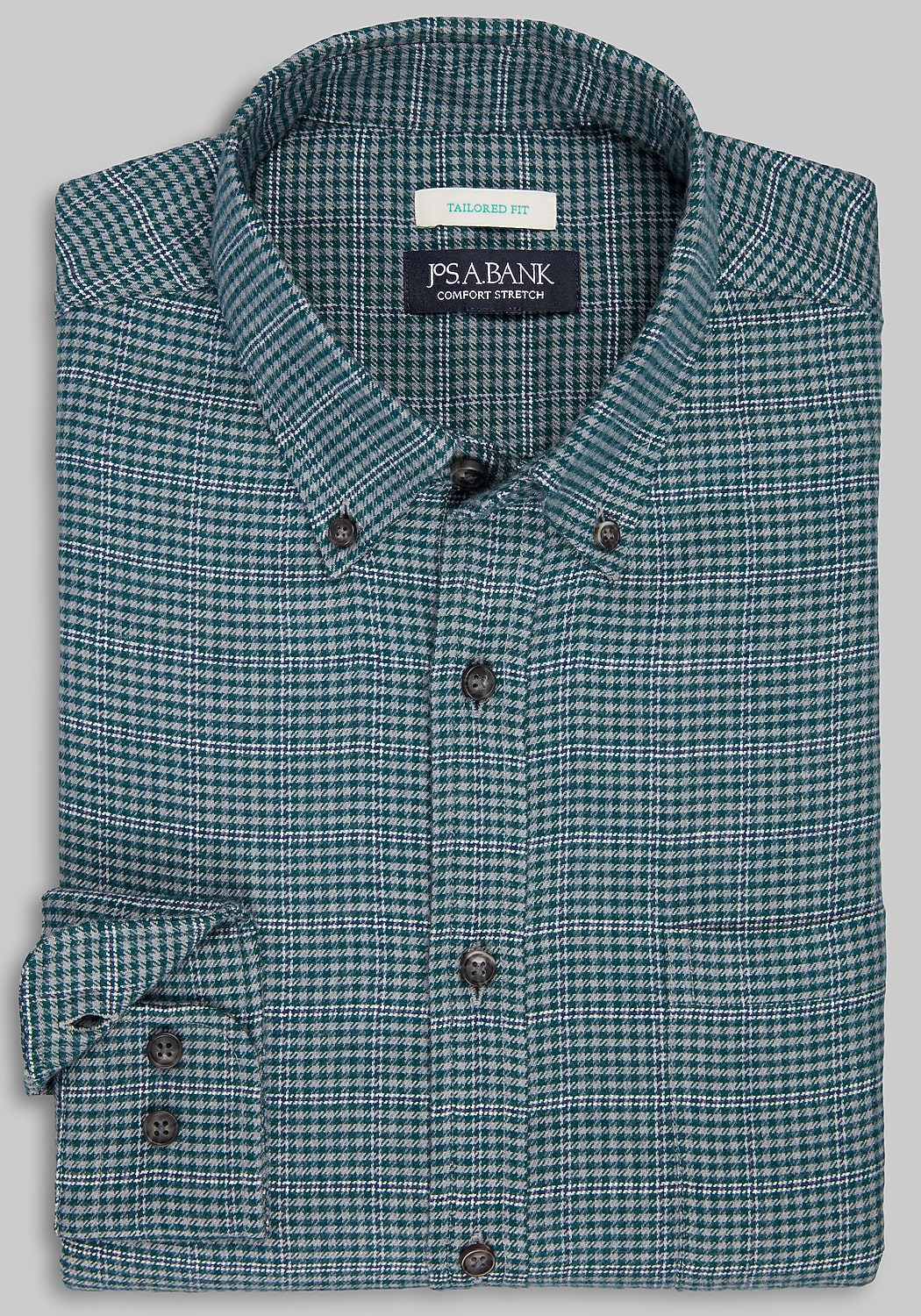Jos. A. Bank Tailored Fit Overcheck Gingham Flannel Sportshirt CLEARANCE