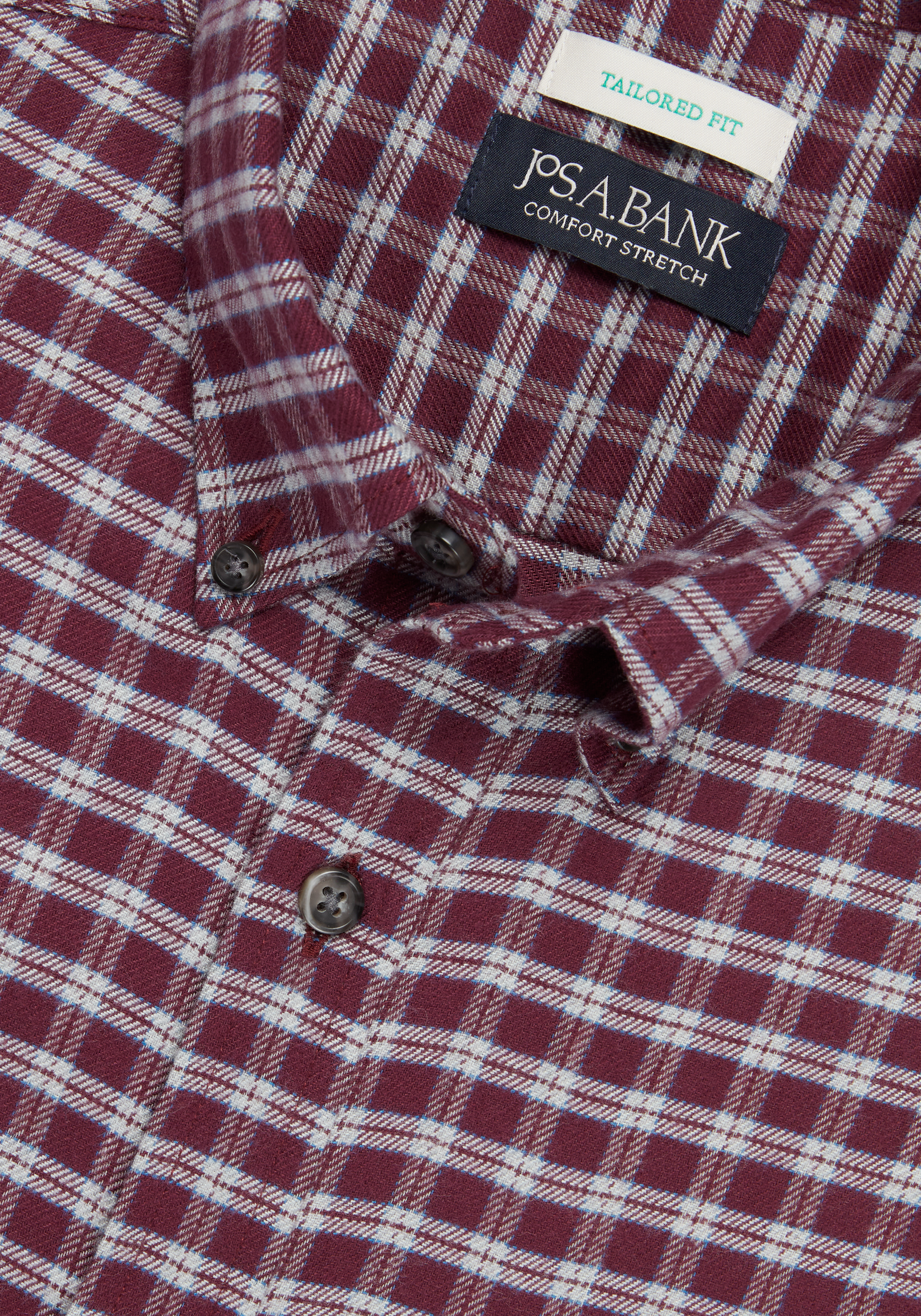 Jos. A Bank Tailored Fit Check Button-Down Collar Flannel Sportshirt CLEARANCE