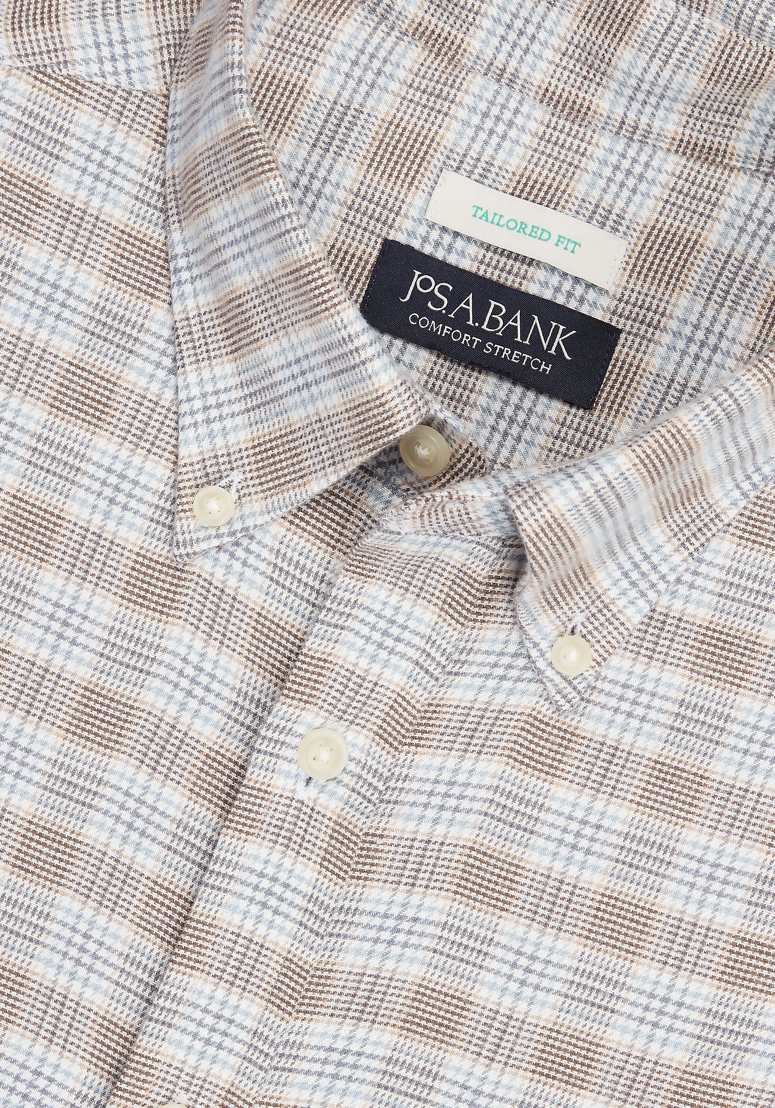 Jos. A Bank Tailored Fit Medium Check Button-Down Collar Flannel Sportshirt - Big & Tall CLEARANCE