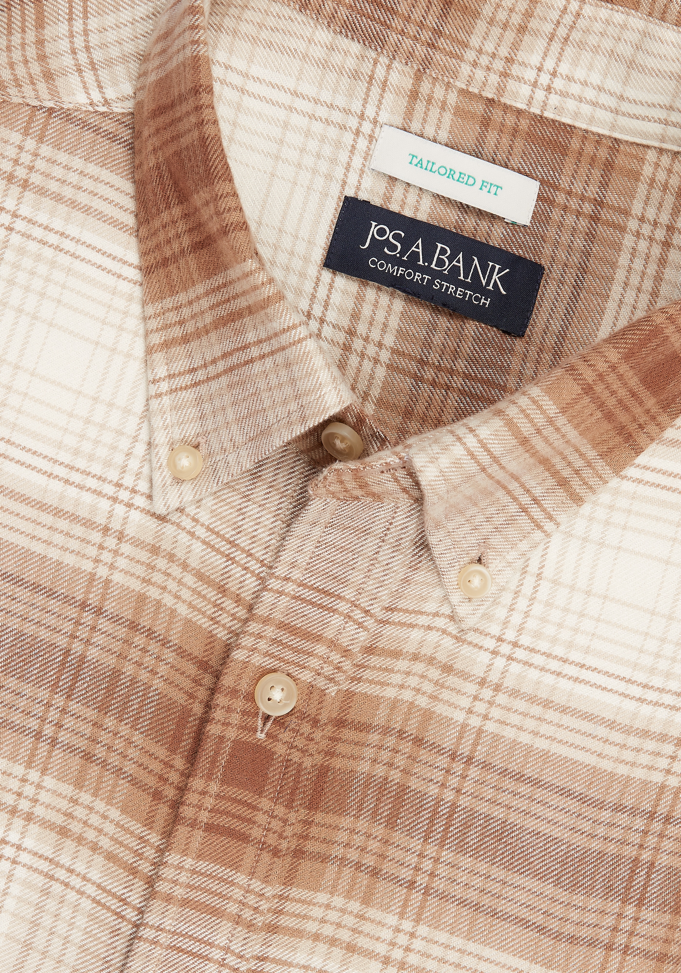 Jos. A Bank Tailored Fit Large Plaid Button-Down Collar Flannel Sportshirt - Big & Tall CLEARANCE