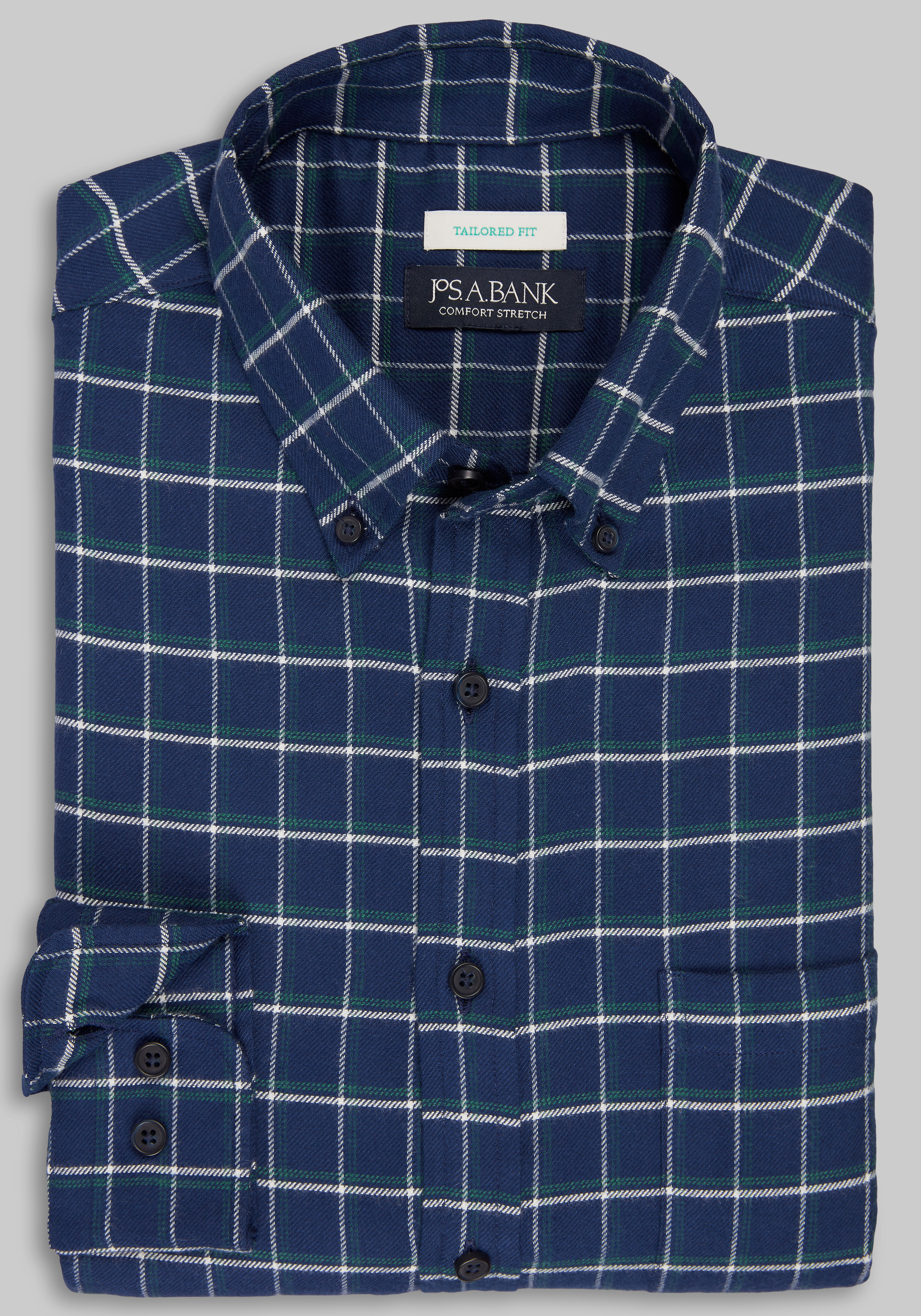 Men's New!, Jos. A. Bank Tailored Fit Bold Check Flannel Sportshirt - Jos A Bank