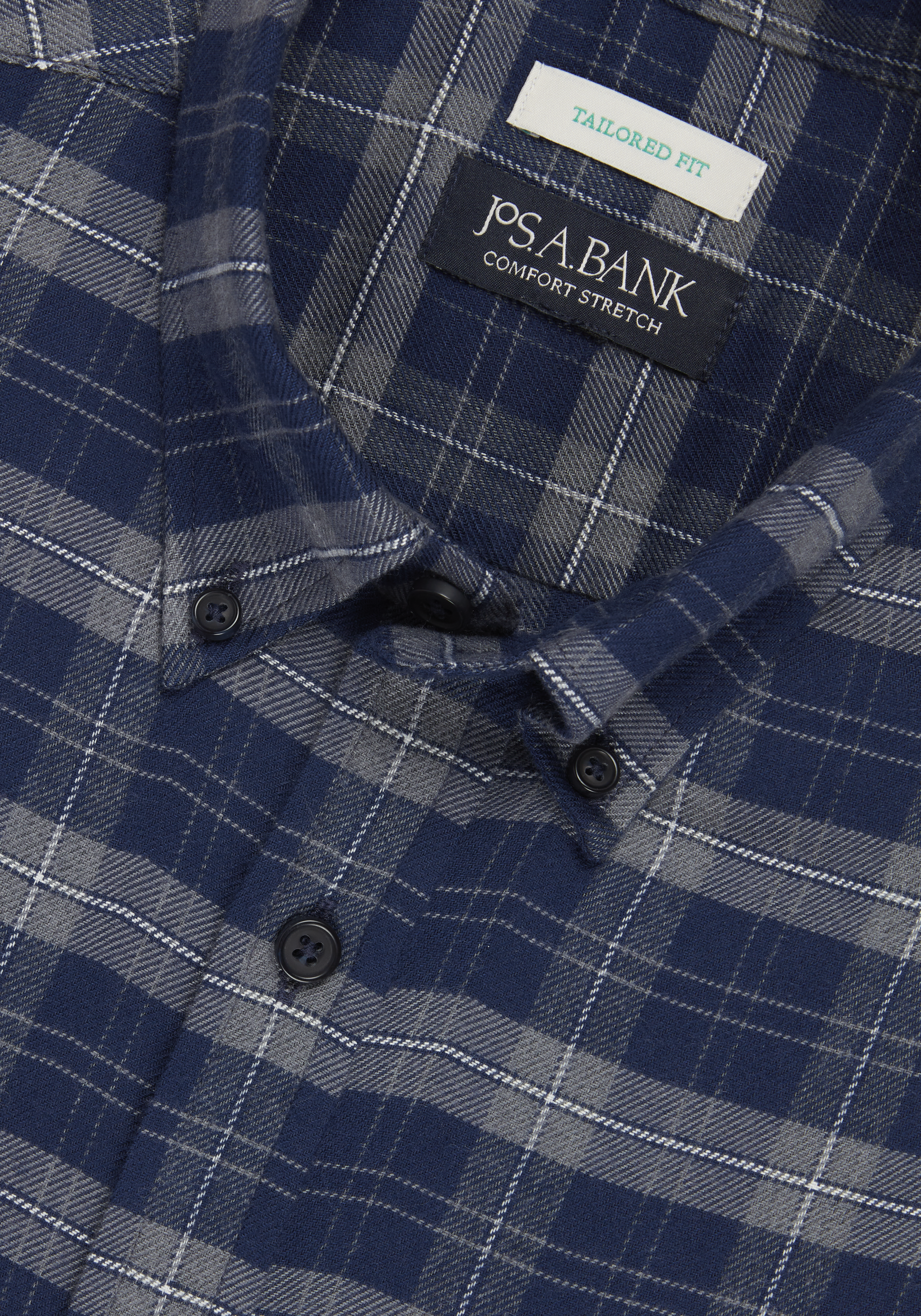 Jos. A Bank Tailored Fit Plaid Button-Down Collar Flannel Sportshirt - Big & Tall CLEARANCE