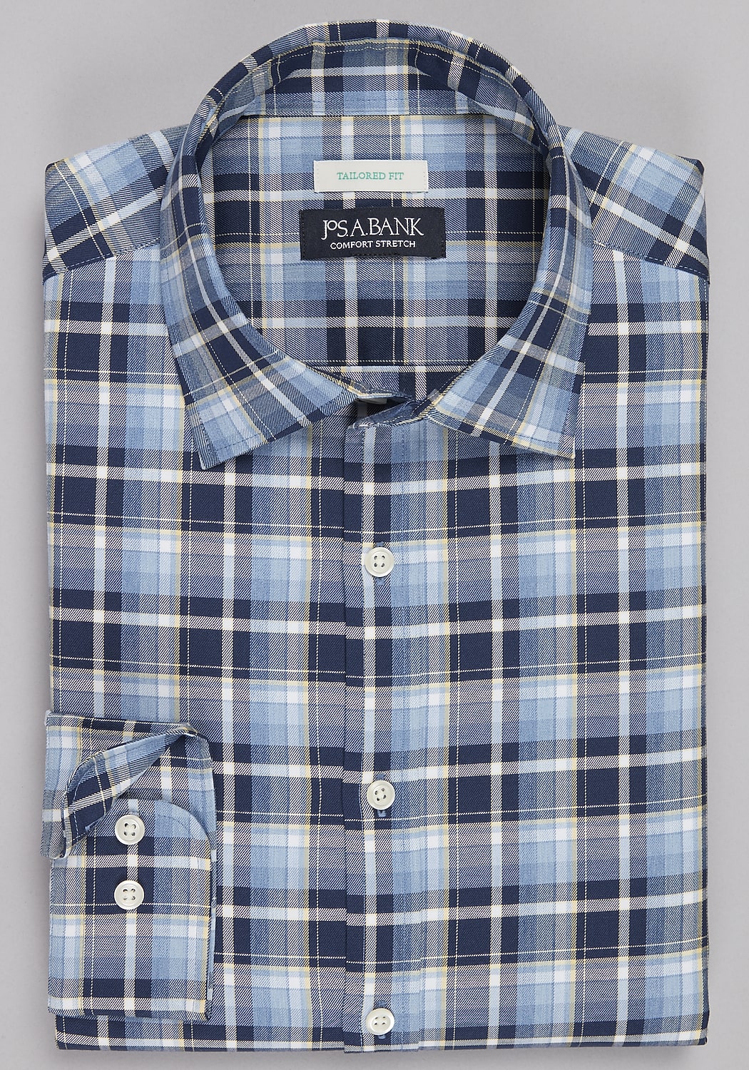 Jos A. Bank Comfort Stretch Tailored Fit Check Sportshirt - Big & Tall