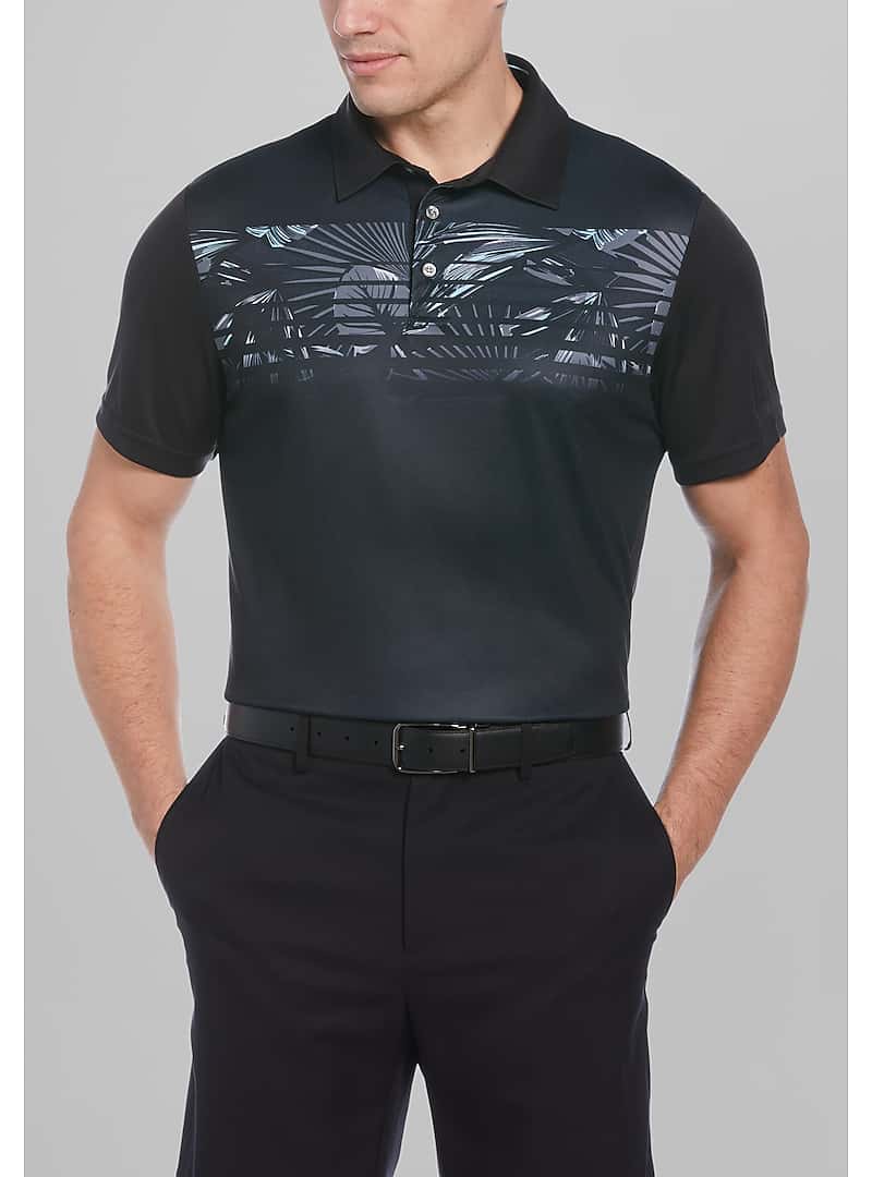 PGA TOUR Traditional Fit Engineered Tropical Print Performance Polo ...