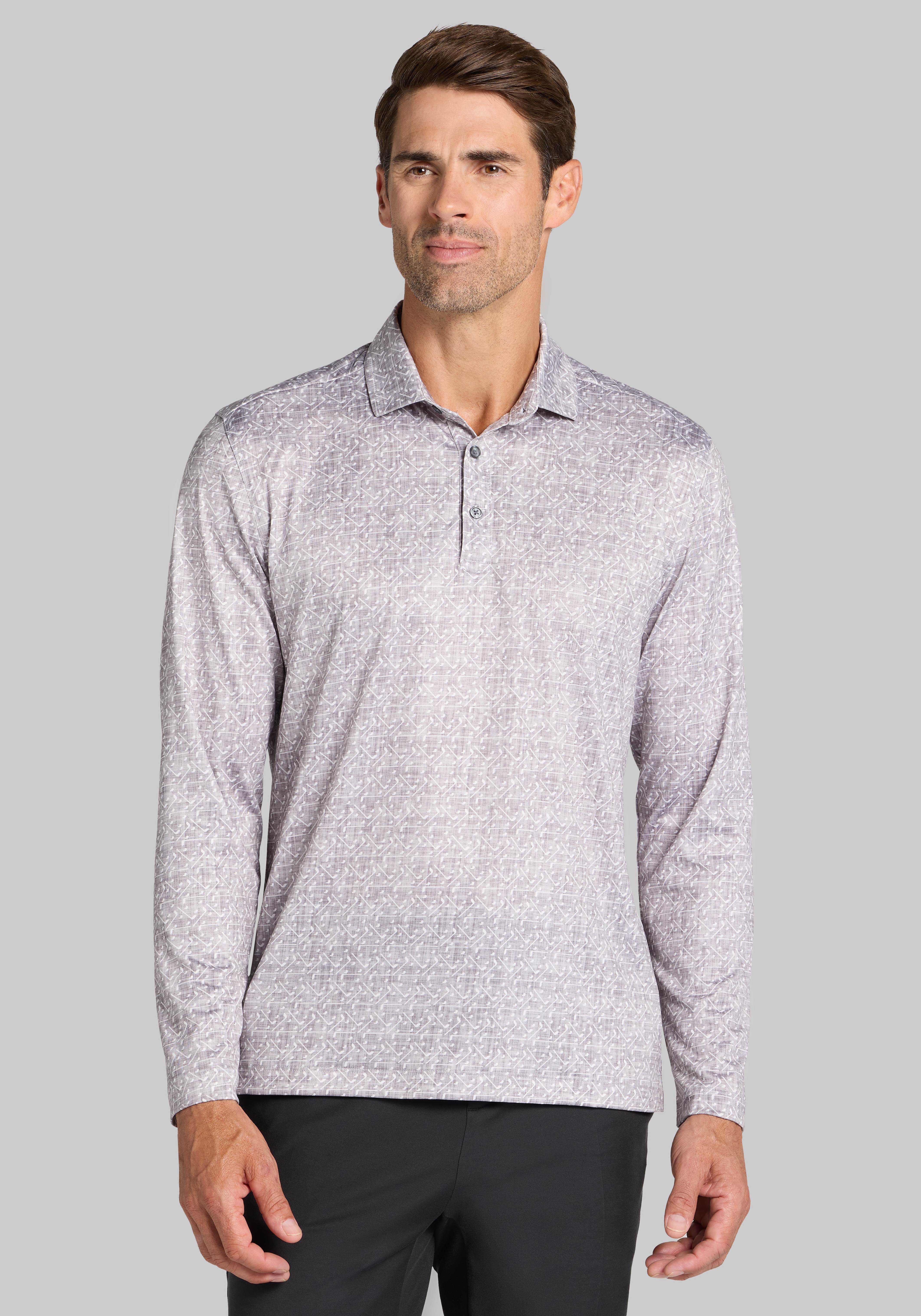 Men's Sale & Clearance, Traveler® Collection Tailored Fit Long-Sleeve Golf Polo - Jos A Bank