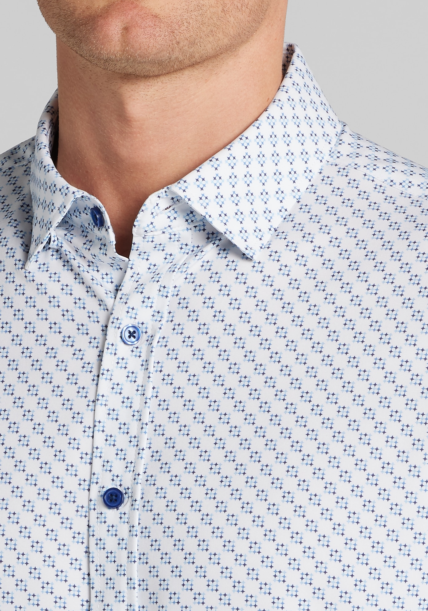 Men's FLYOUT_CATEGORY, Traveler&reg; COOL<i>MOTION</i> Diamond Geo 4-Way Stretch Button Up Shirt - Big & Tall - Jos A Bank