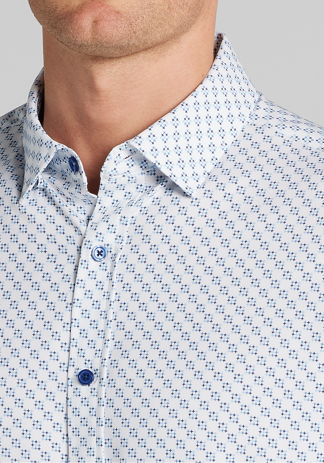 Traveler&reg; COOL<i>MOTION</i> Tailored Fit Diamond Geo 4-Way Stretch Button Up Shirt