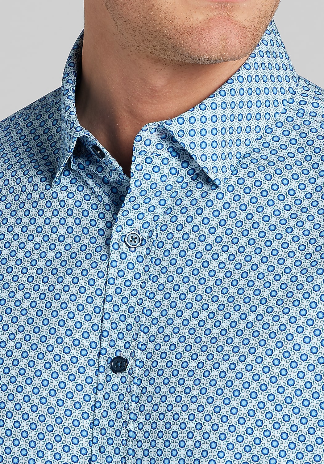 Traveler&reg; COOL<i>MOTION</i> Geometric 4-Way Stretch Button Up Shirt - Big & Tall