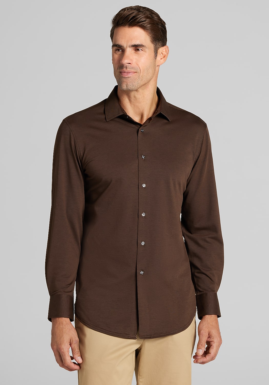 Traveler&reg; COOL<i>MOTION</i> Tailored Fit Knit Pique Button-Up Shirt