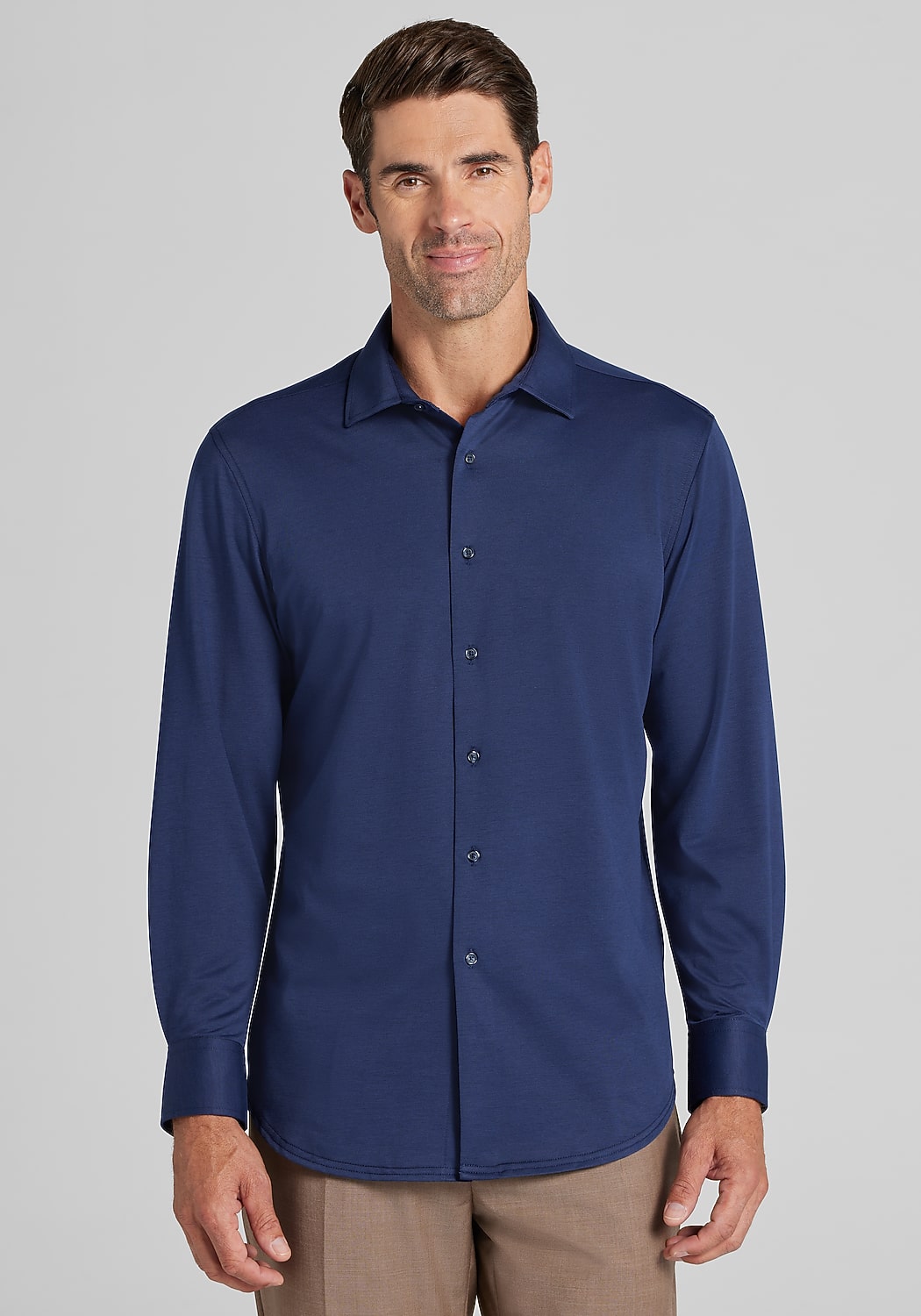 Traveler&reg; COOL<i>MOTION</i> Tailored Fit Knit Pique Button-Up Shirt - Big & Tall