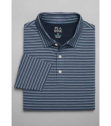 Jos. A. Bank Tailored Fit Skinny Stripe Long Sleeve Polo CLEARANCE