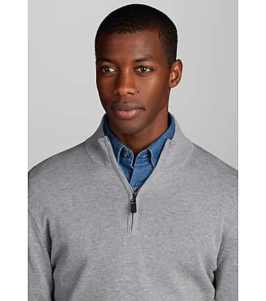 Jos. A. Bank Tailored Fit 1 4 Zip Pima Cotton Sweater CLEARANCE
