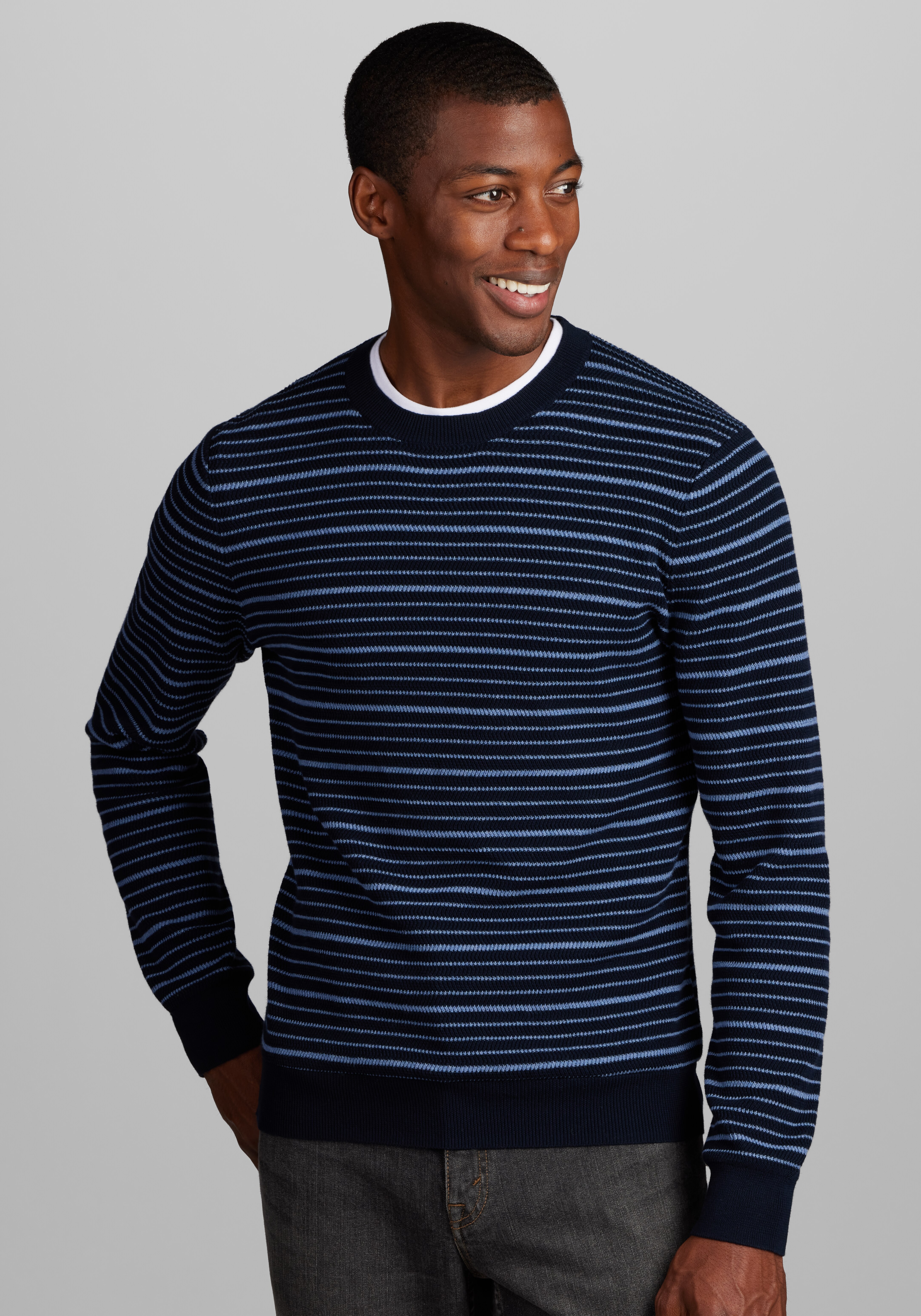 Sweaters for Men - Men Turtleneck Cable Knit Sweater (Color : Navy Blue,  Size : X-Large)