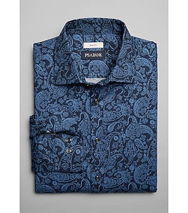 Samuel Spread Collar Shirt - New Blue Paisley