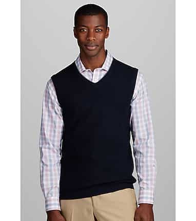 Jos. A. Bank Tailored Fit Micro Texture V-Neck Sweater Vest - Big & Tall  CLEARANCE - All Clearance
