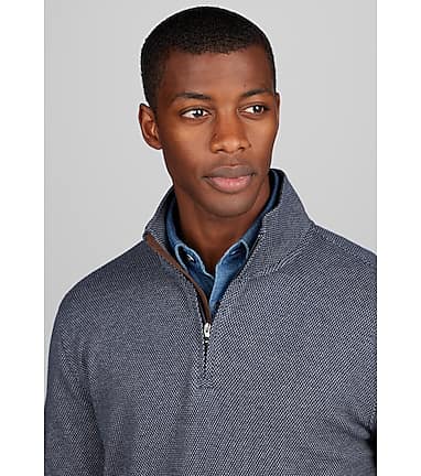 Jos. A. Bank Tailored Fit 1 4 Zip Jacquard Pullover Big Tall