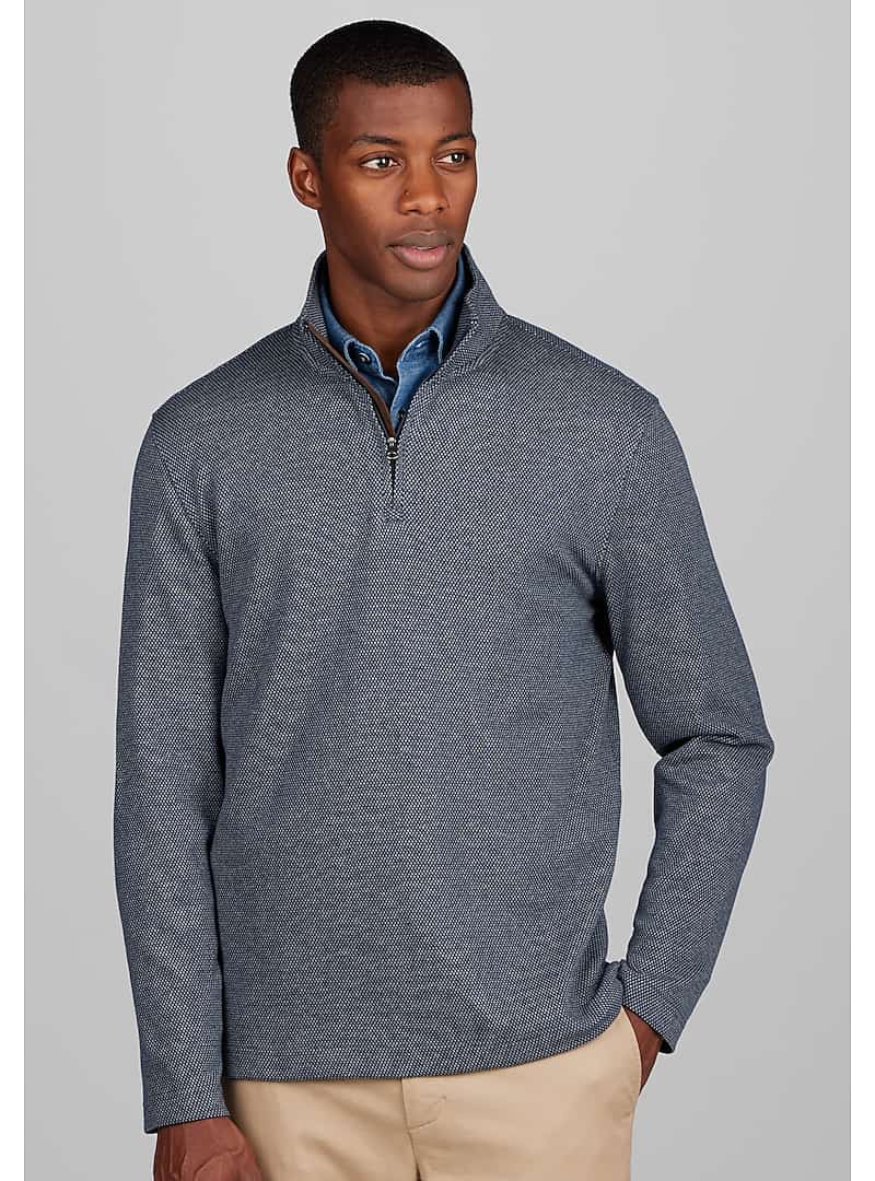 Jos. A. Bank Tailored Fit 1/4 Zip Jacquard Pullover - Big & Tall ...