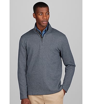 Jos. A. Bank Tailored Fit 1/4 Zip Jacquard Pullover - Big & Tall CLEARANCE  - All Clearance