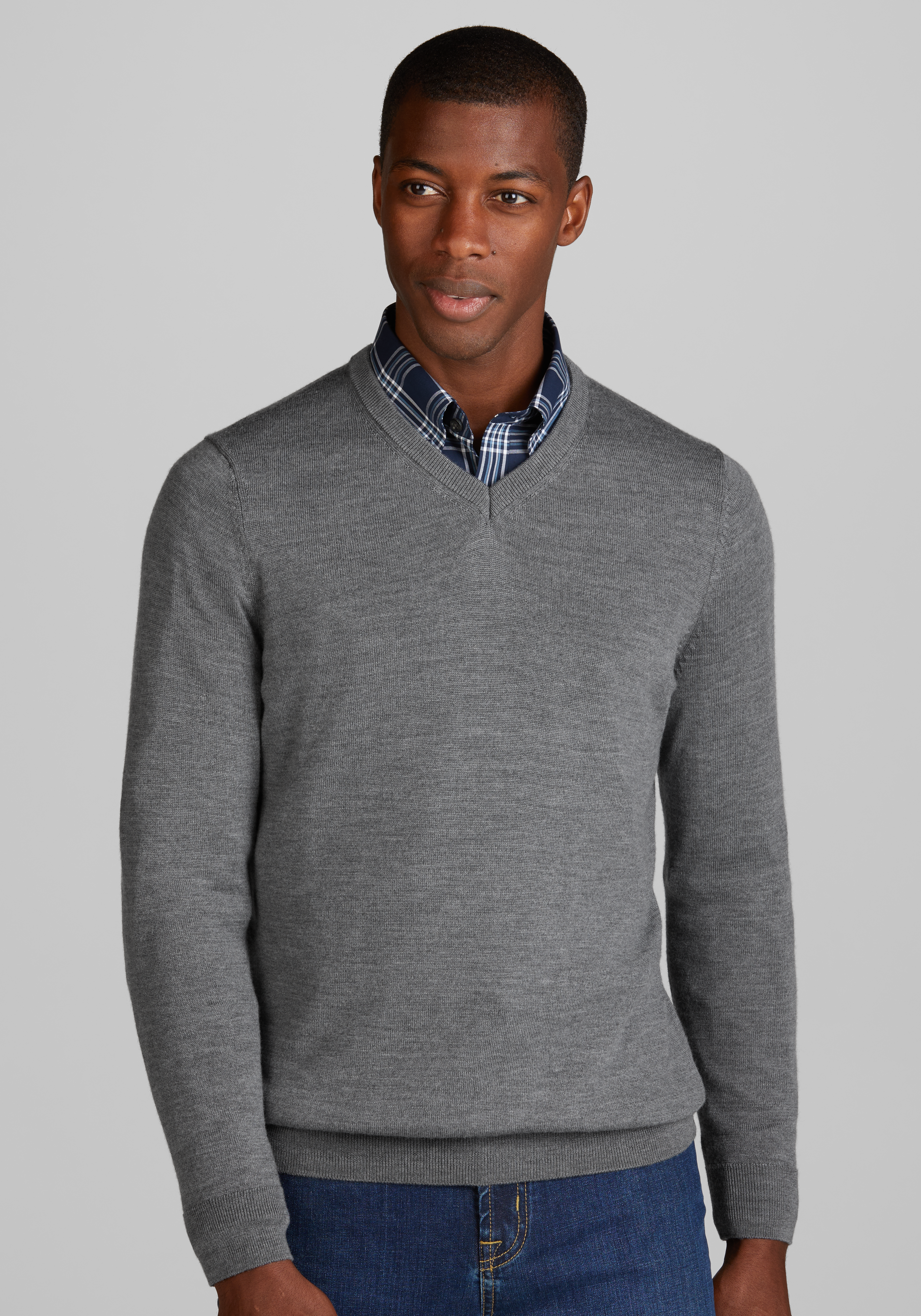 Charcoal grey v neck on sale sweater