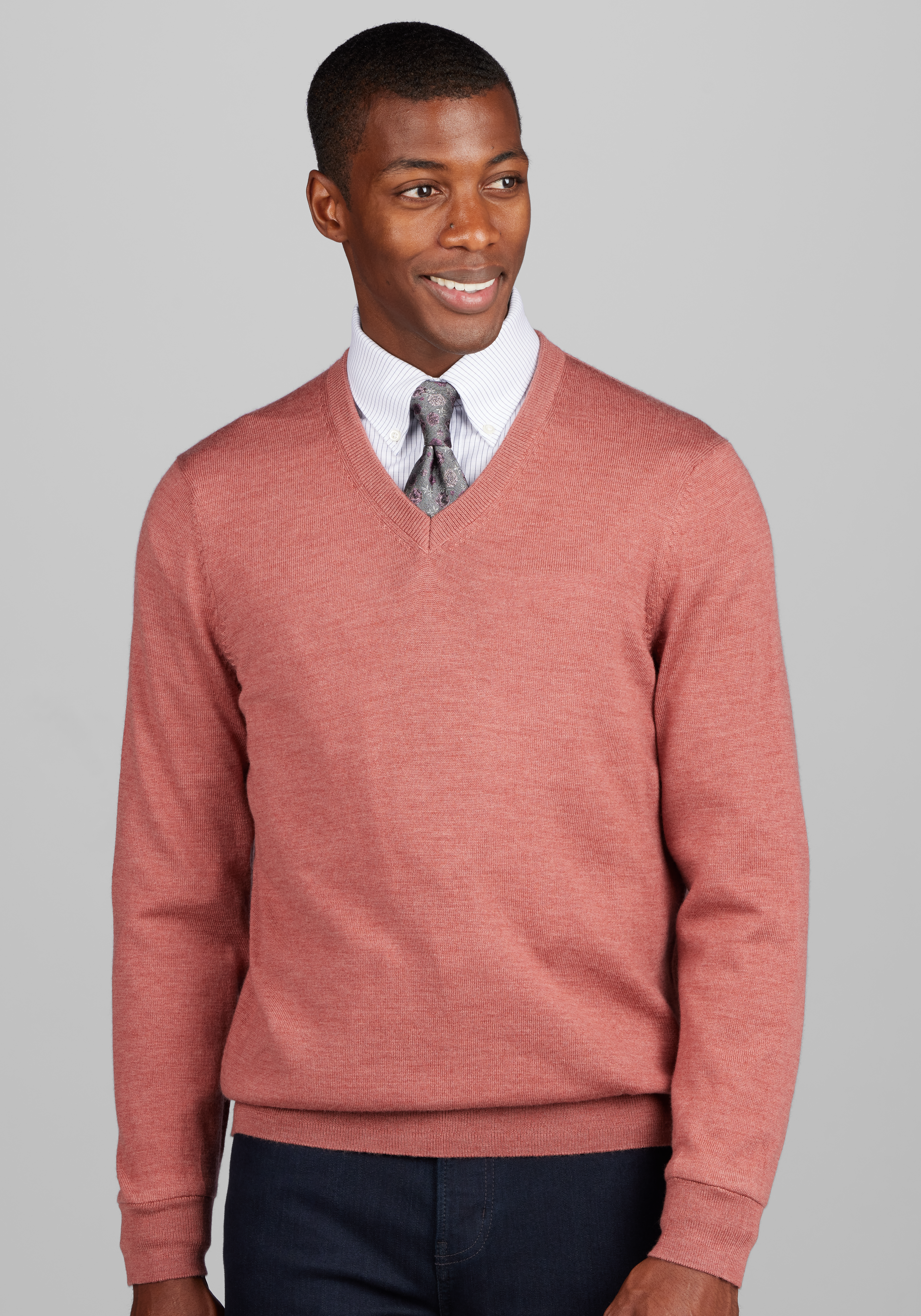 Men's Pink Shawl Neck Cardigan