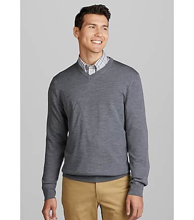 Traveler Collection Tailored Fit Merino Wool V-Neck Sweater - Big & Tall  CLEARANCE