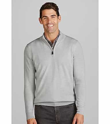 Jos. A. Bank Tailored Fit 1/4 Zip Jacquard Pullover - Big & Tall