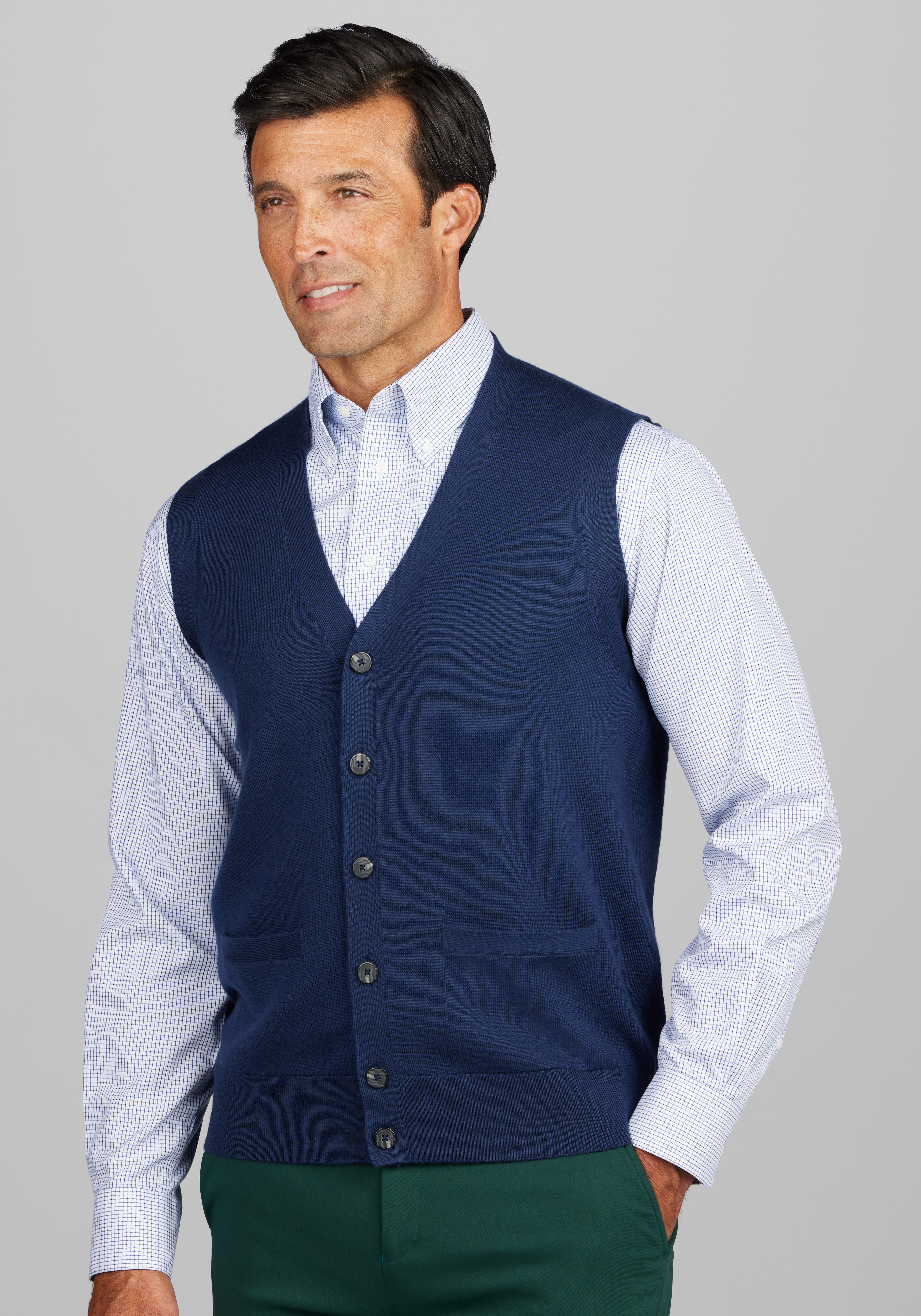 Jos. A. Bank Tailored Fit Merino Wool Sweater Vest - Big & Tall CLEARANCE