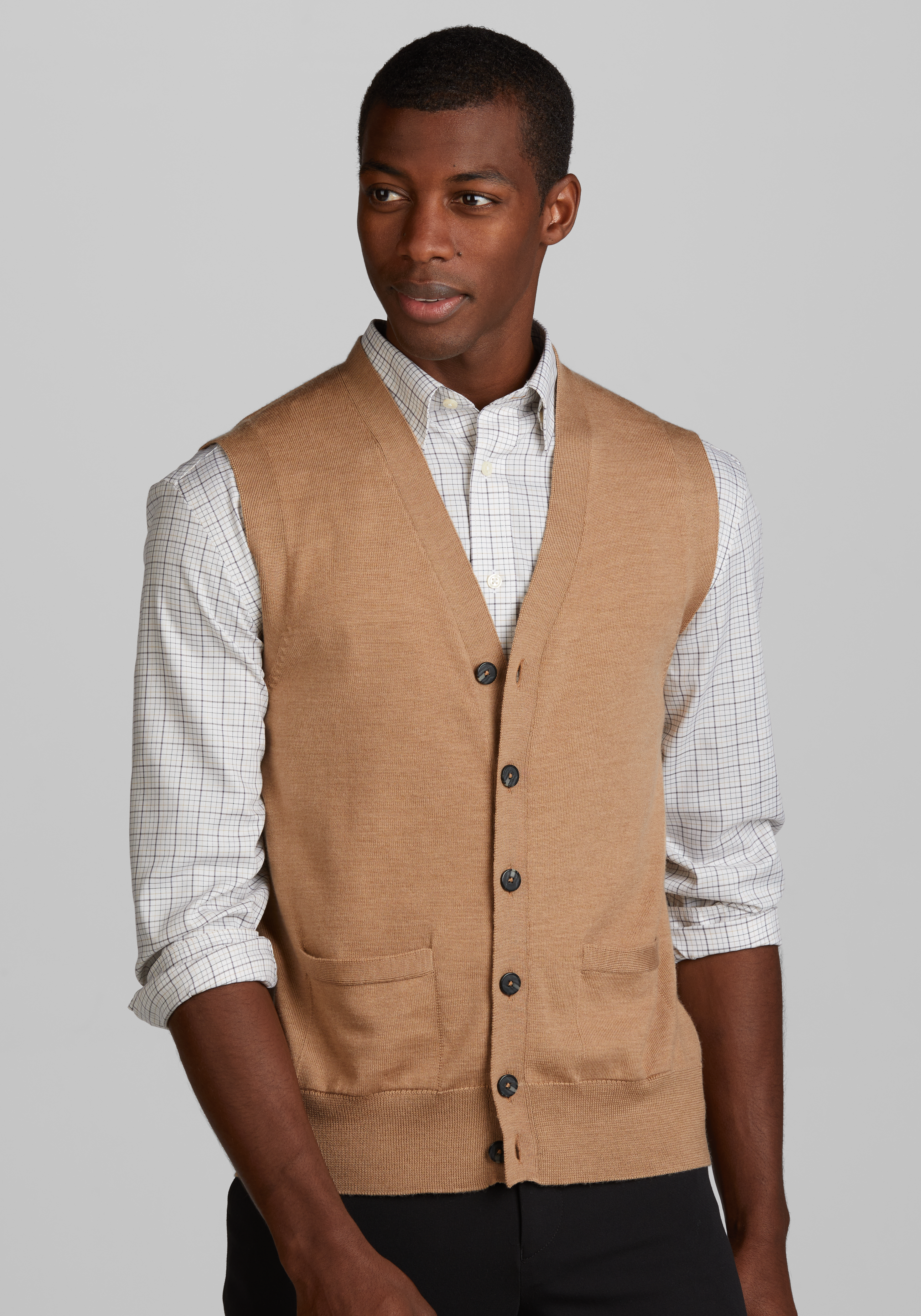 Button up sweater online vest