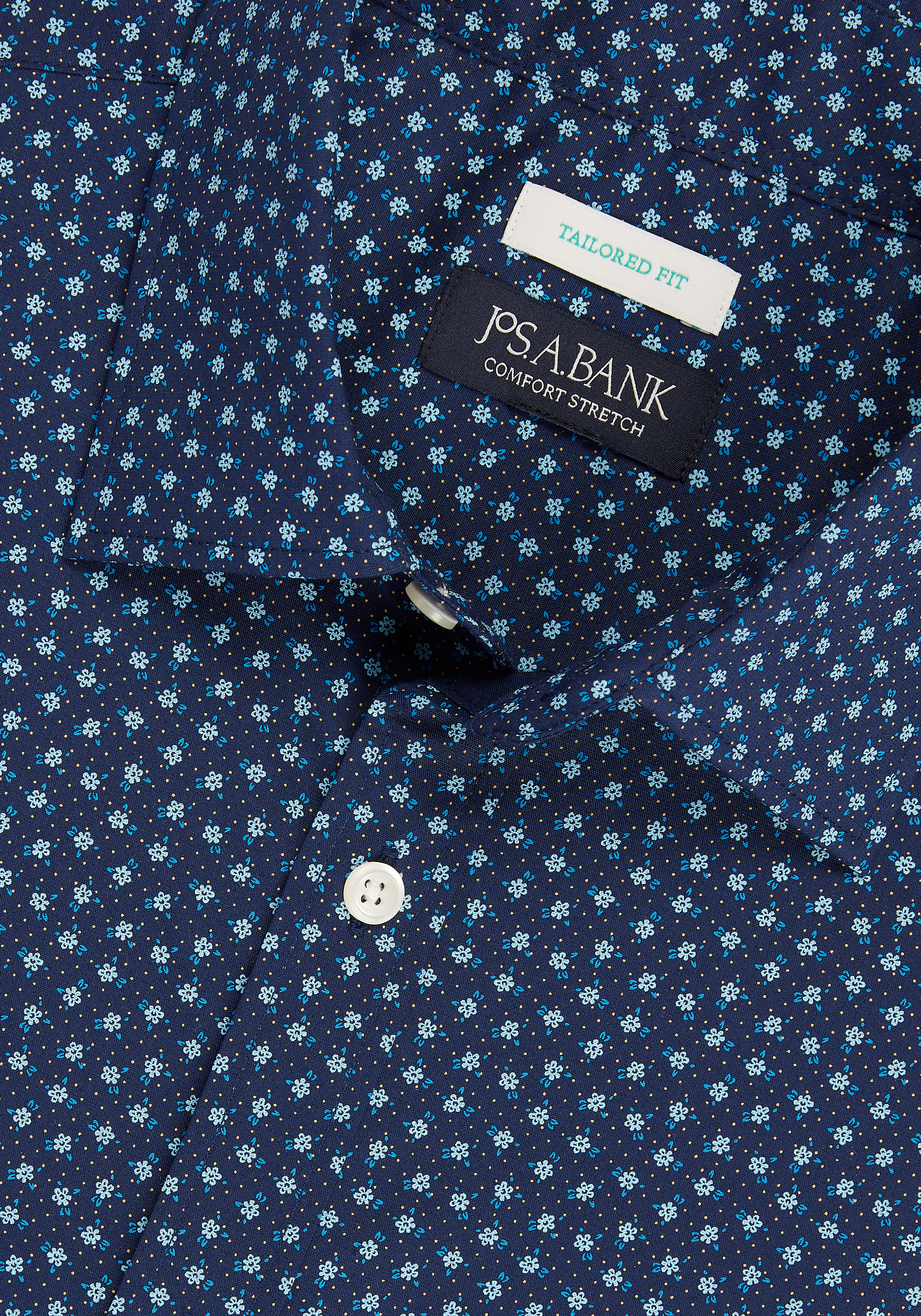 Jos. A. Bank Tailored Fit Daisy Dots Short Sleeve Sportshirt - Big & Tall CLEARANCE