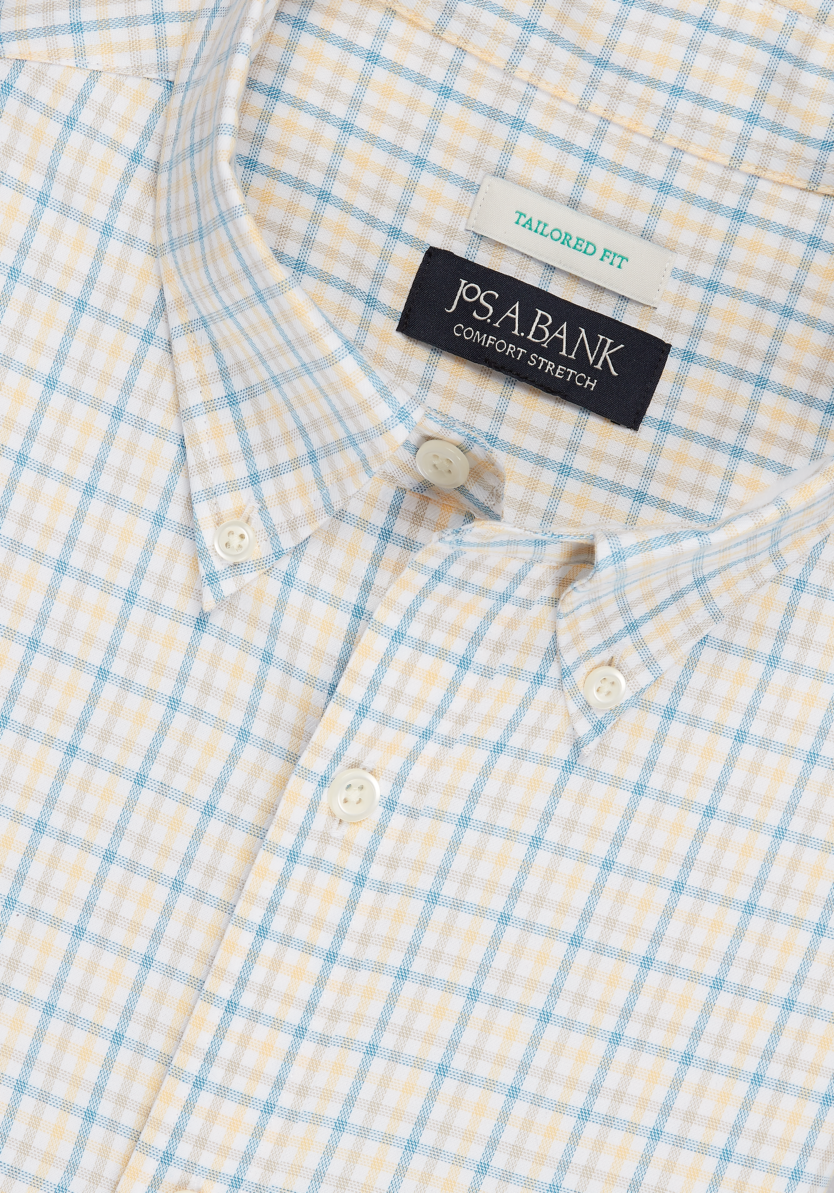 Jos. A. Bank Tailored Fit Tattersall Plaid Short Sleeve Sportshirt CLEARANCE