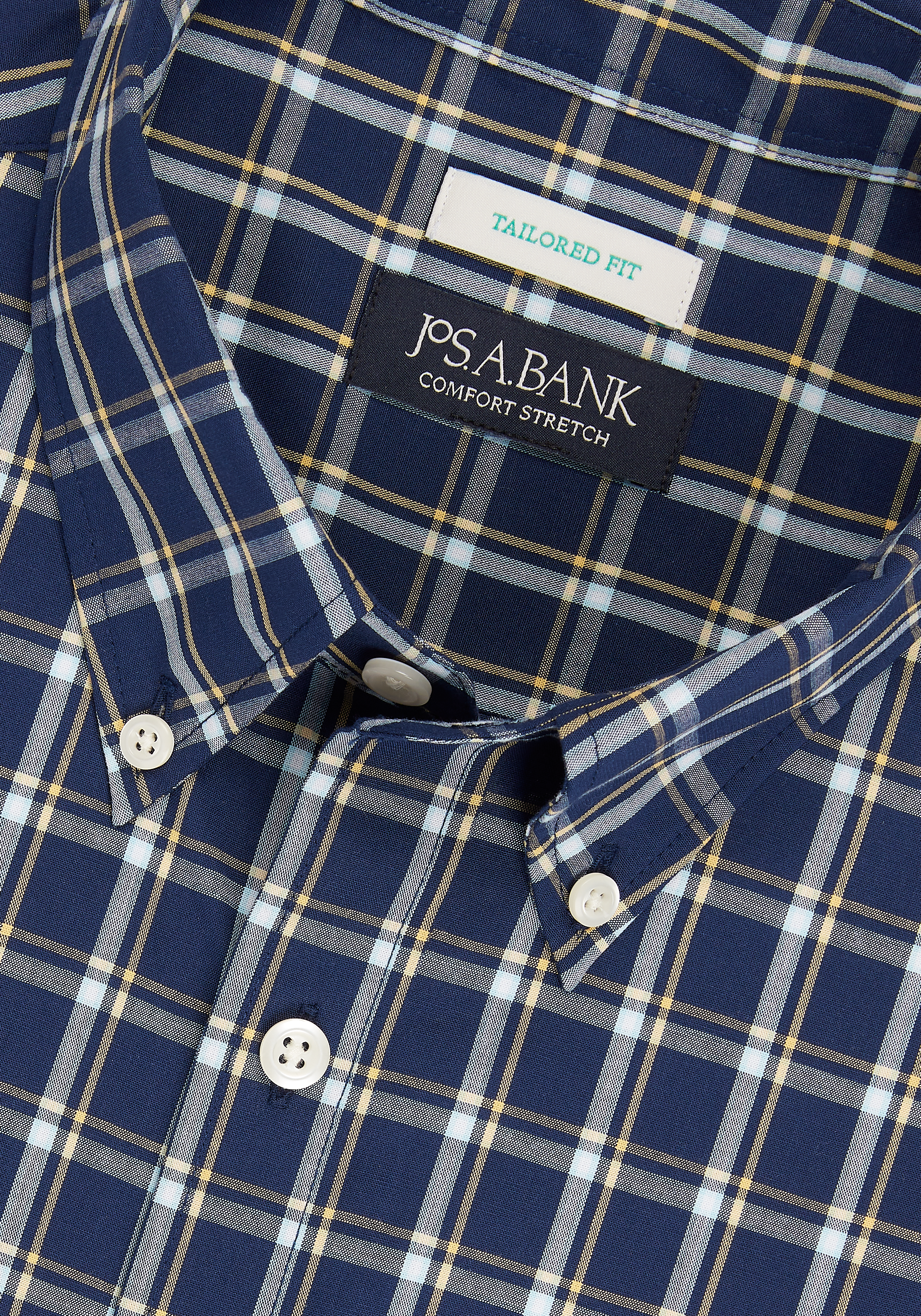 Jos. A. Bank Tailored Fit Bold Plaid Short Sleeve Sportshirt CLEARANCE