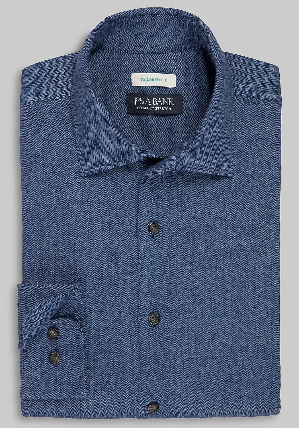 Jos. A. Bank Tailored Fit Herringbone Flannel Sportshirt